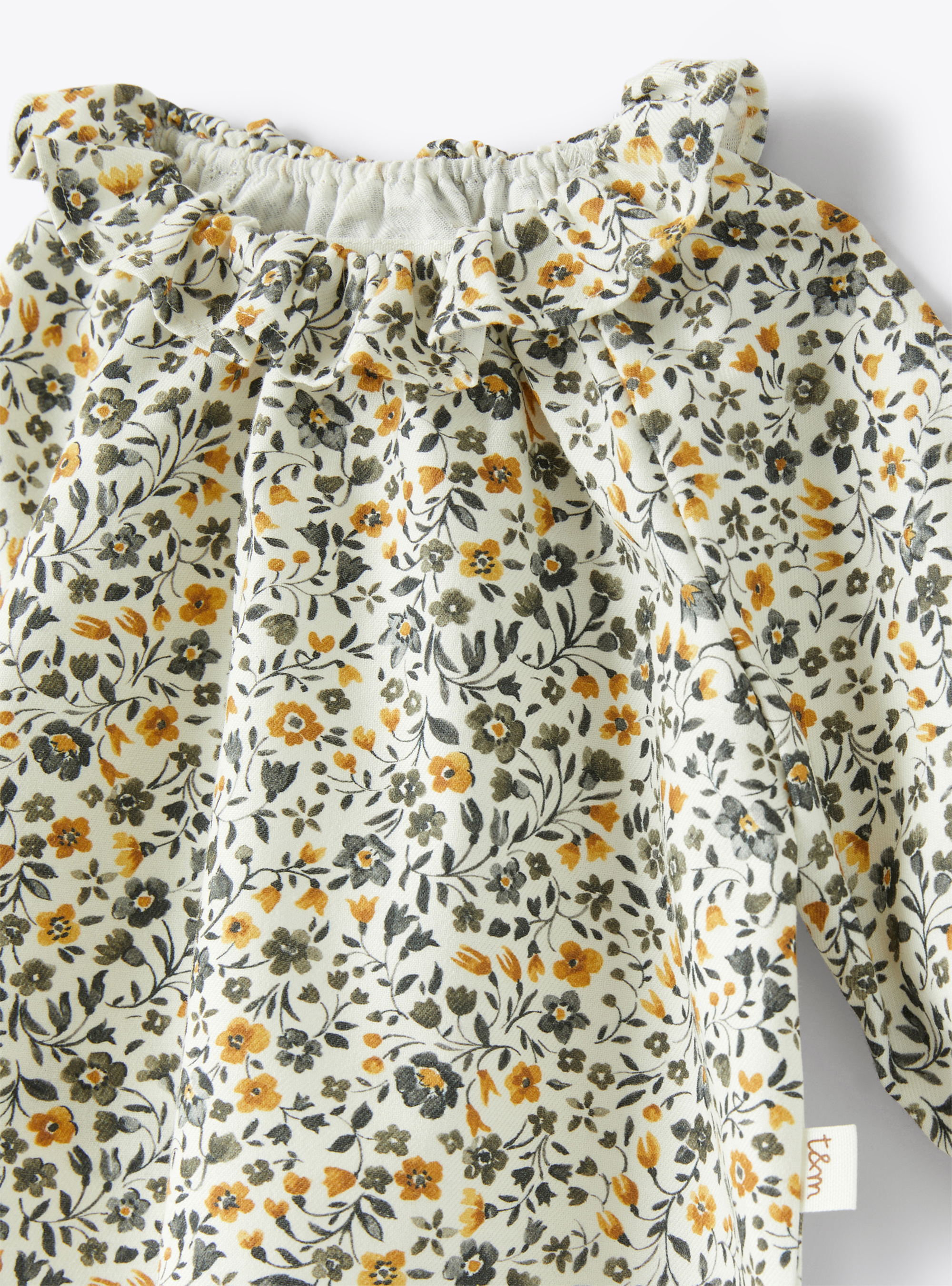 Bluse im Blumenprint mit Volants - Grün | Il Gufo