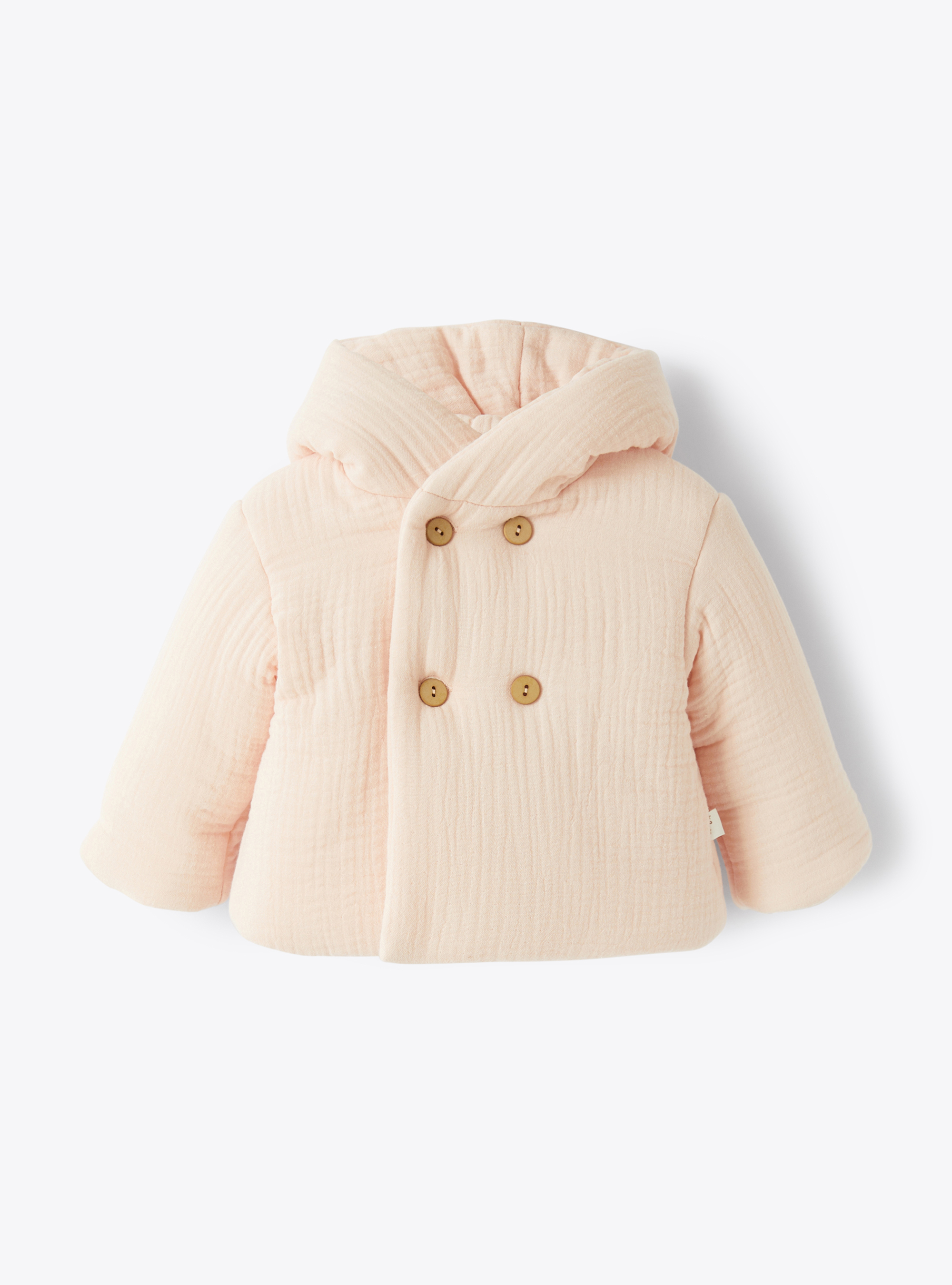 Jacket in pink organic cotton gauze with eco-friendly padding - Down Jackets - Il Gufo