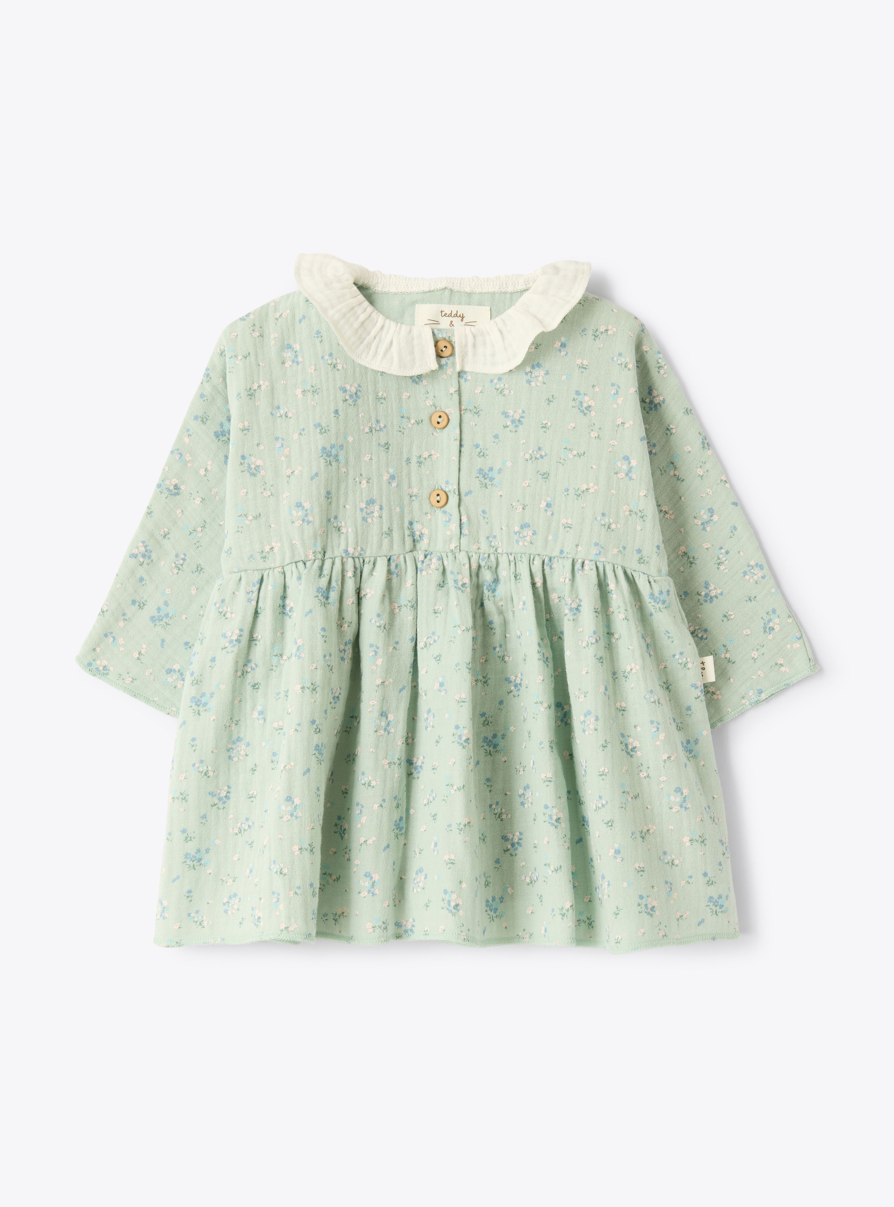 Organic gauze dress - Light blue | Il Gufo