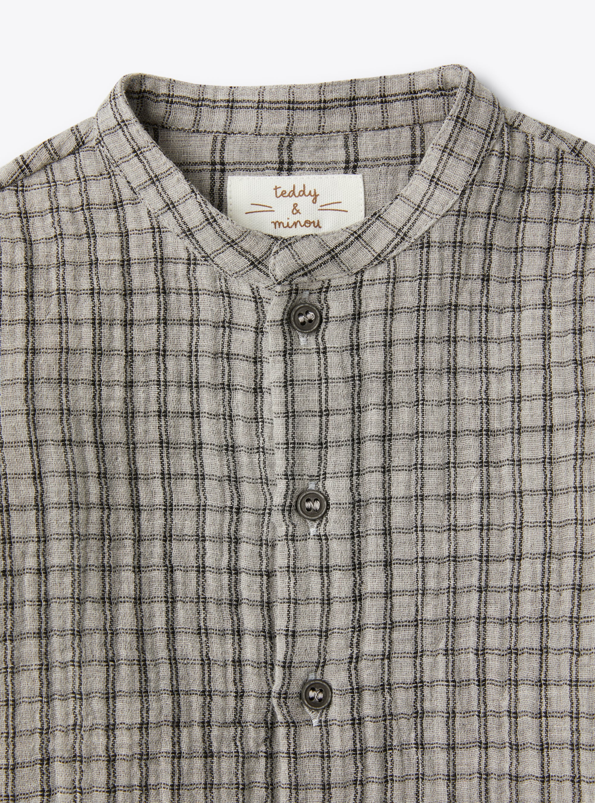 Organic cotton gauze shirt - Grey | Il Gufo