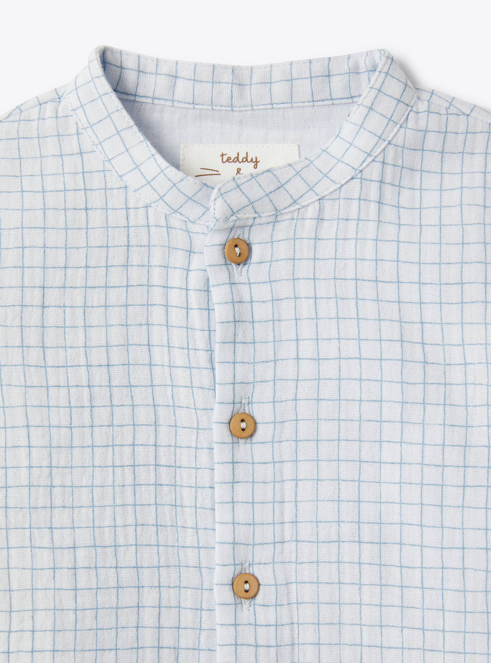 Organic cotton gauze shirt - Light blue | Il Gufo