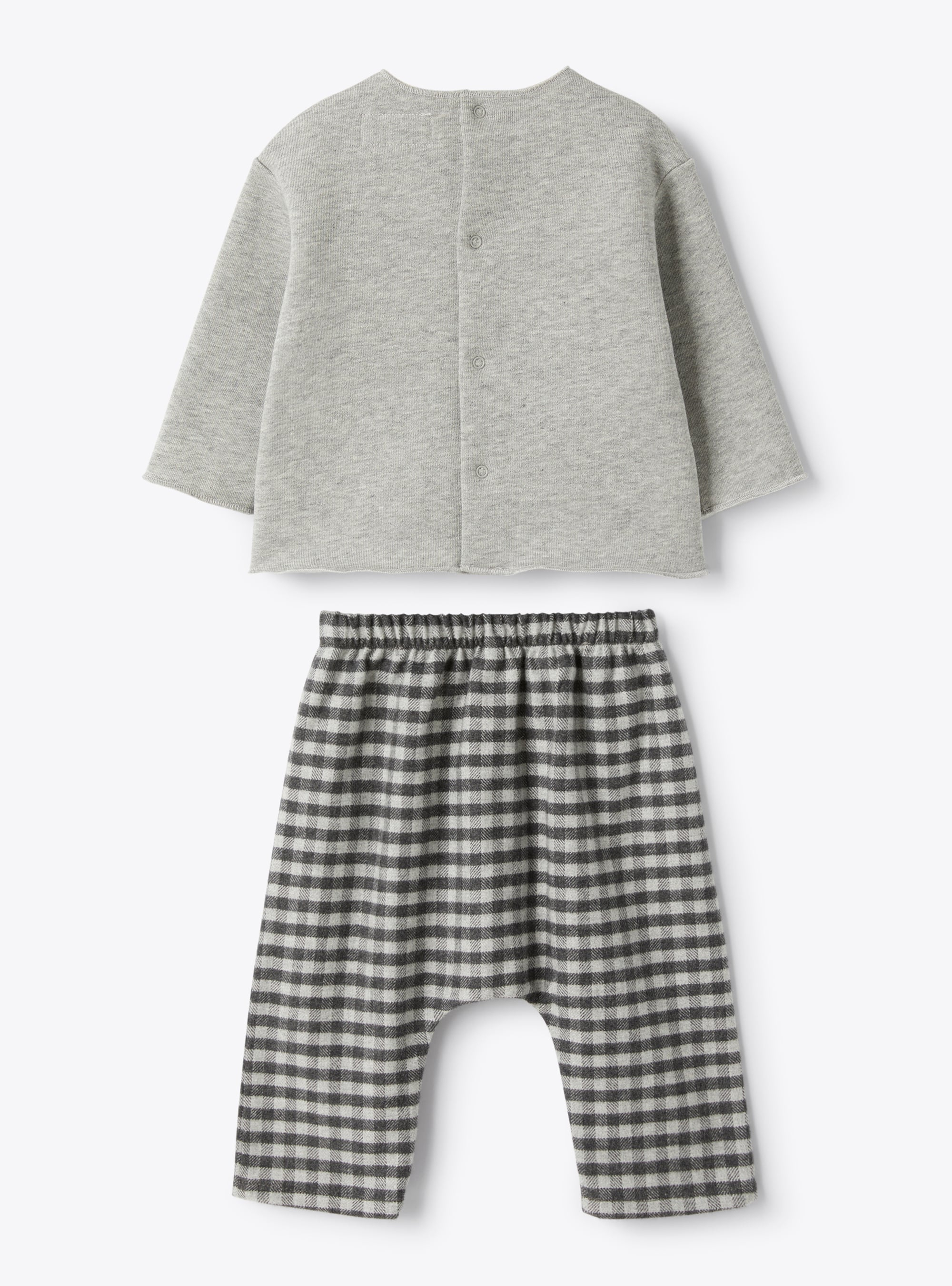 Set made from brushed cotton fleece and cotton flannel - Grey | Il Gufo