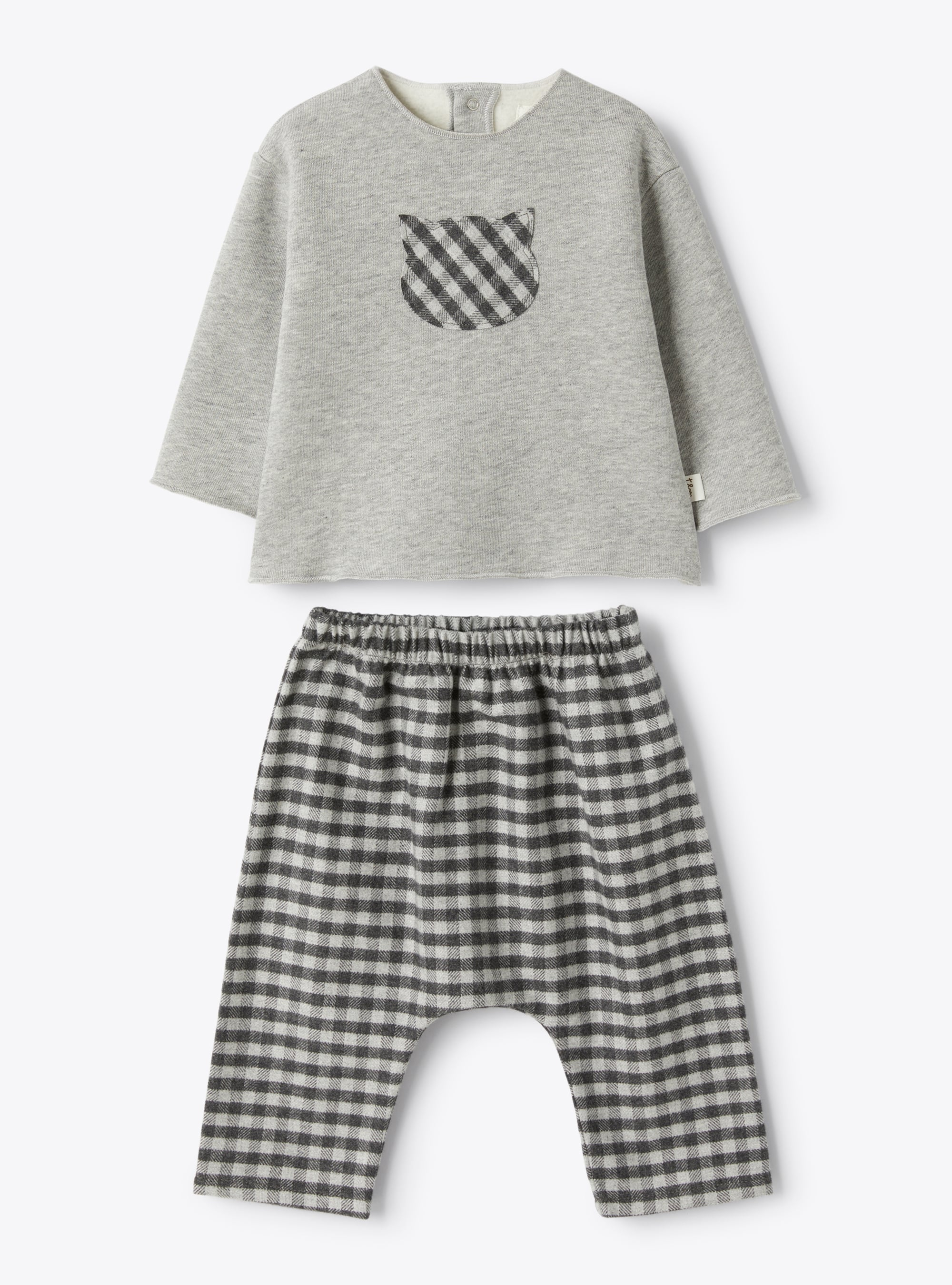 Set made from brushed cotton fleece and cotton flannel - Grey | Il Gufo