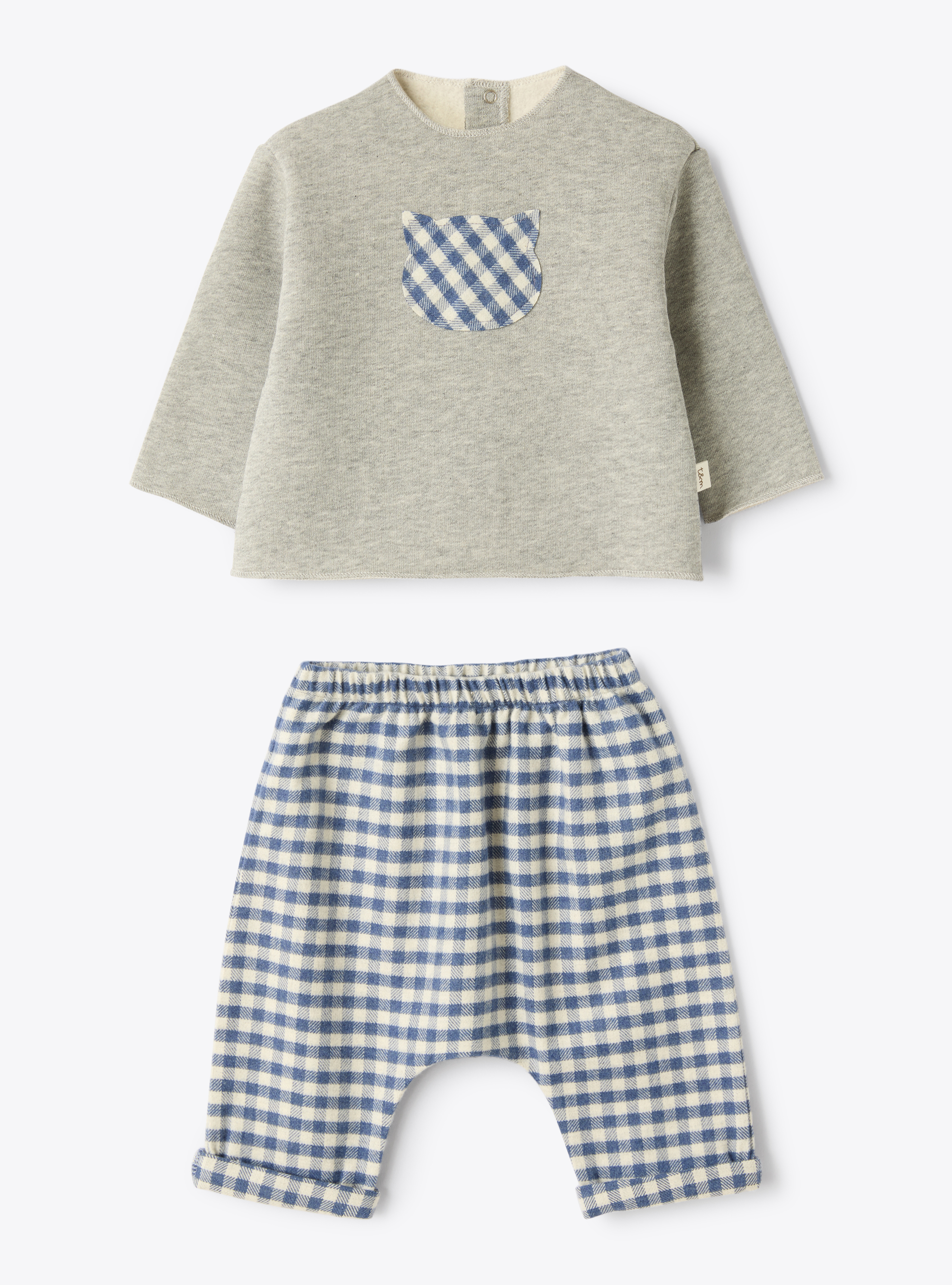 Set made from brushed cotton fleece and cotton flannel - Blue | Il Gufo