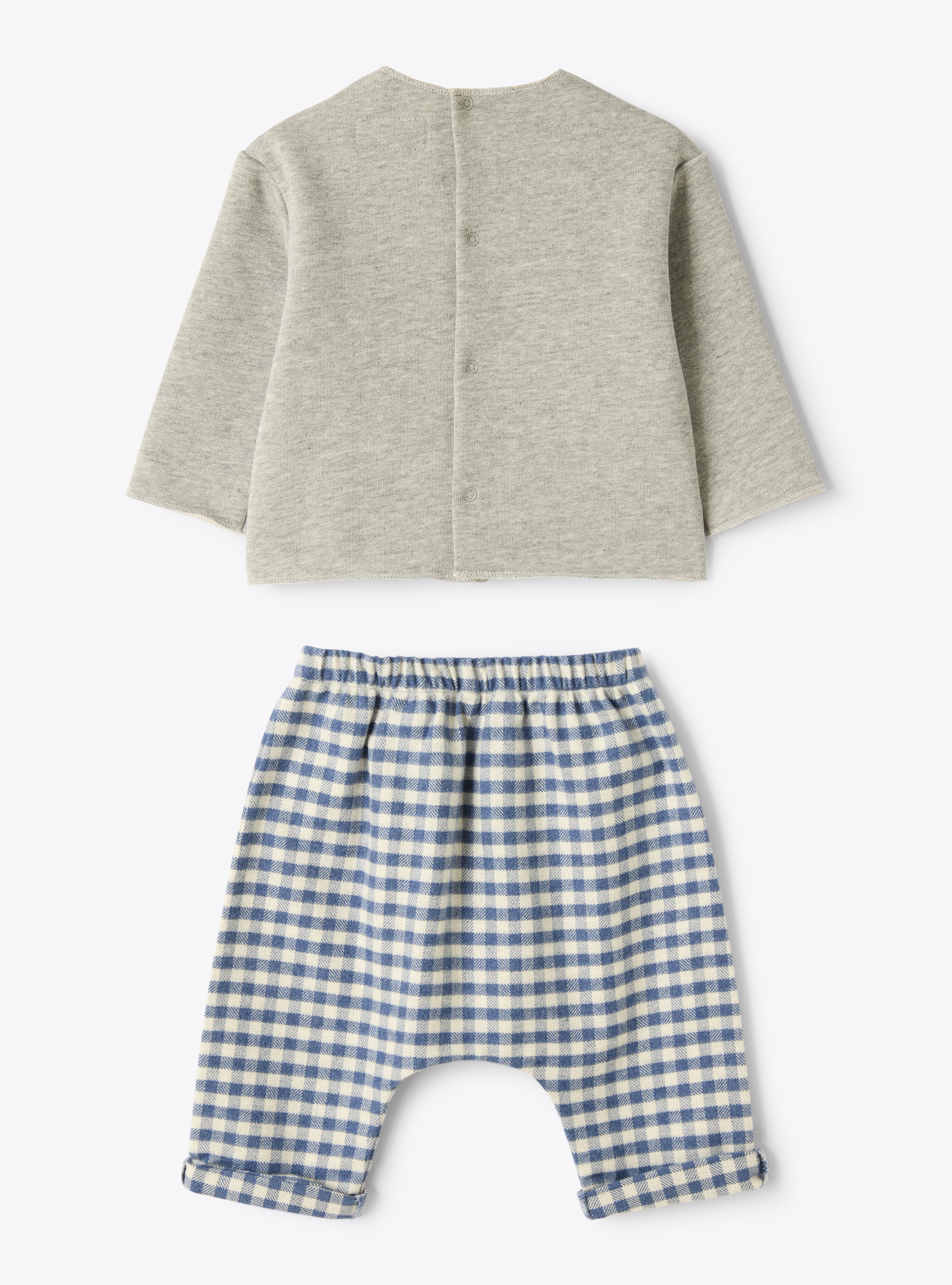 Set made from brushed cotton fleece and cotton flannel - Blue | Il Gufo