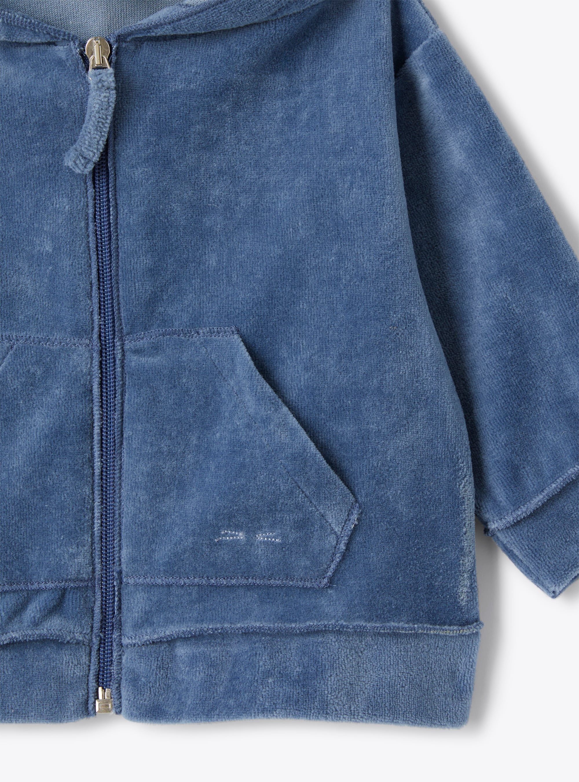 Upcycled corduroy hoodie - Blue | Il Gufo