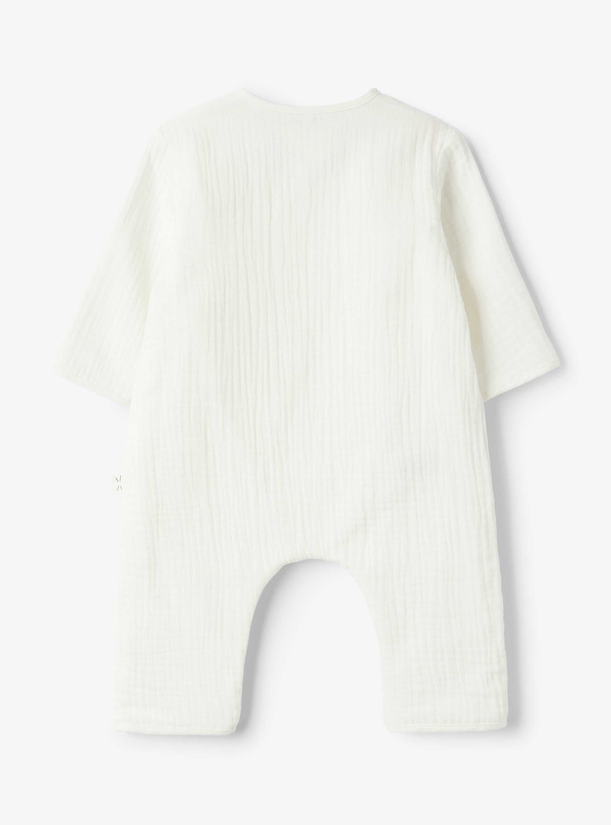 Kimono-style jumpsuit in organic gauze - White | Il Gufo