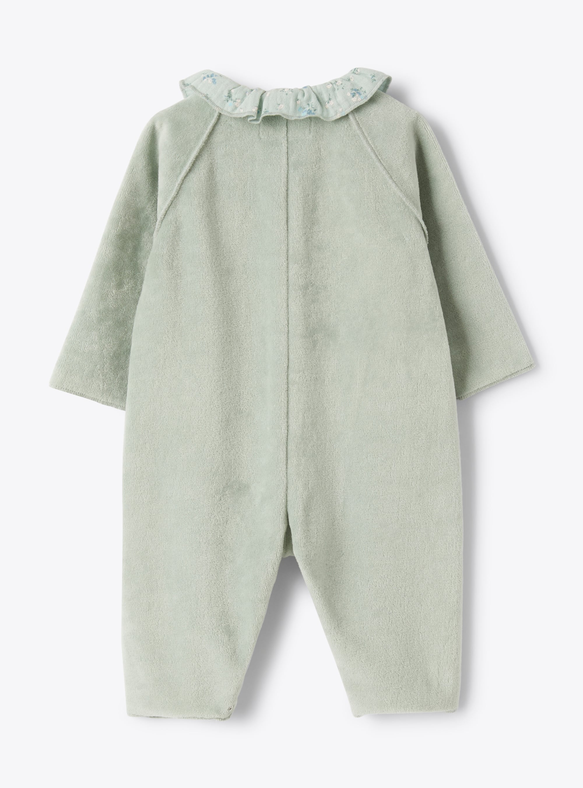 Chenille jumpsuit with ruffles - Light blue | Il Gufo