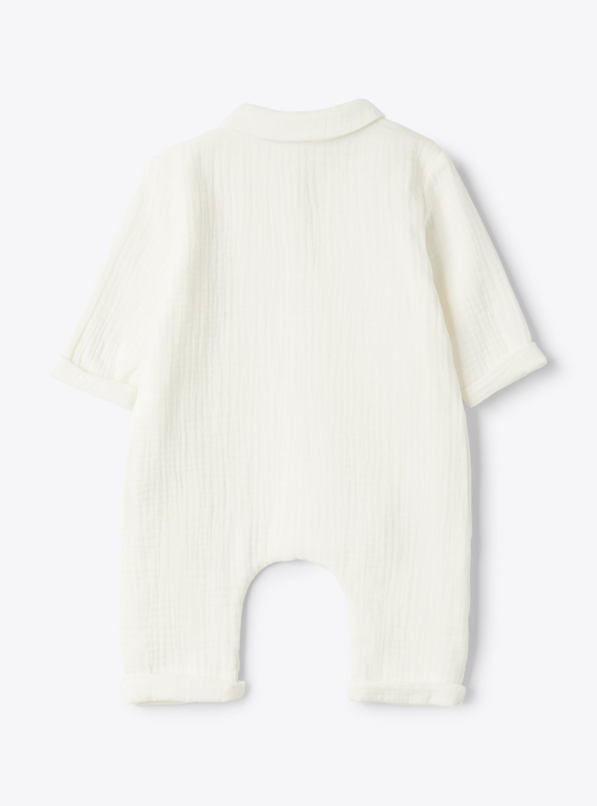 Organic cotton gauze jumpsuit - White | Il Gufo