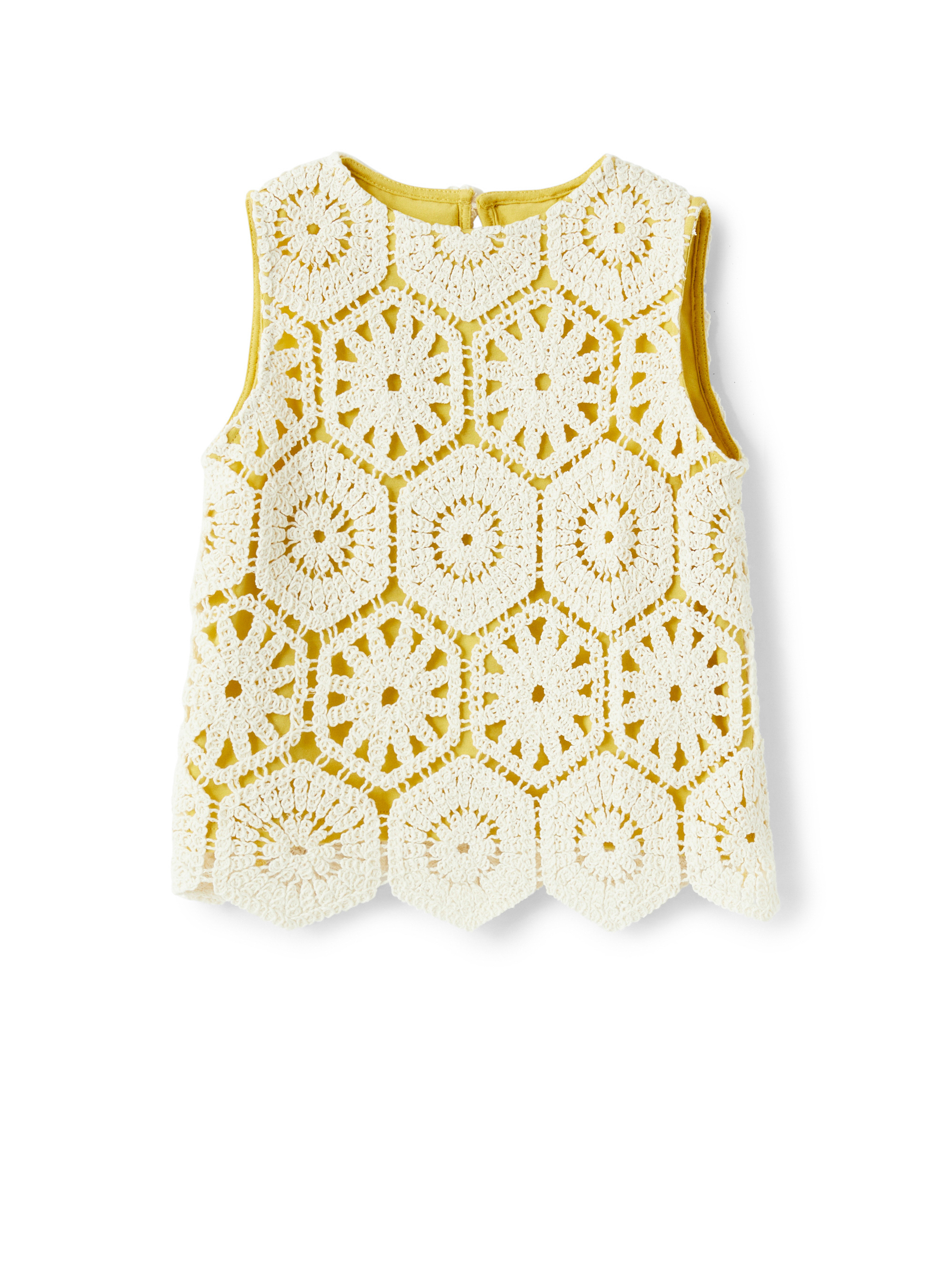 Crochet-effect top lined in contrasting colour - White | Il Gufo