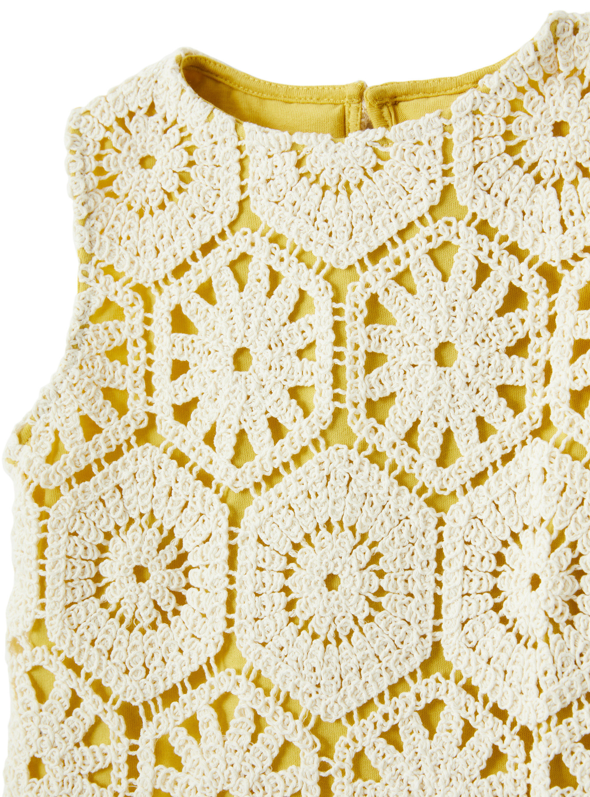 Crochet-effect top lined in contrasting colour - White | Il Gufo