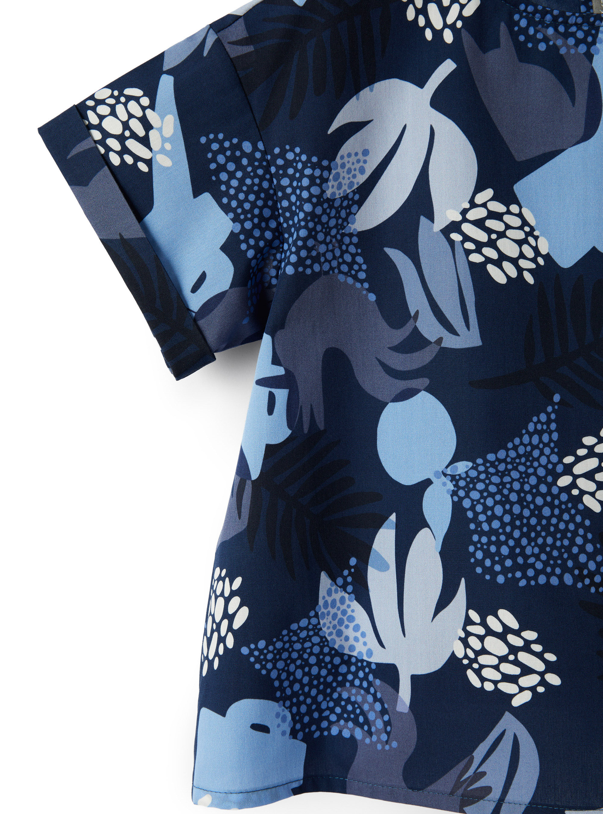 Chemise carrée avec imprimé jardin bleu - Bleu | Il Gufo