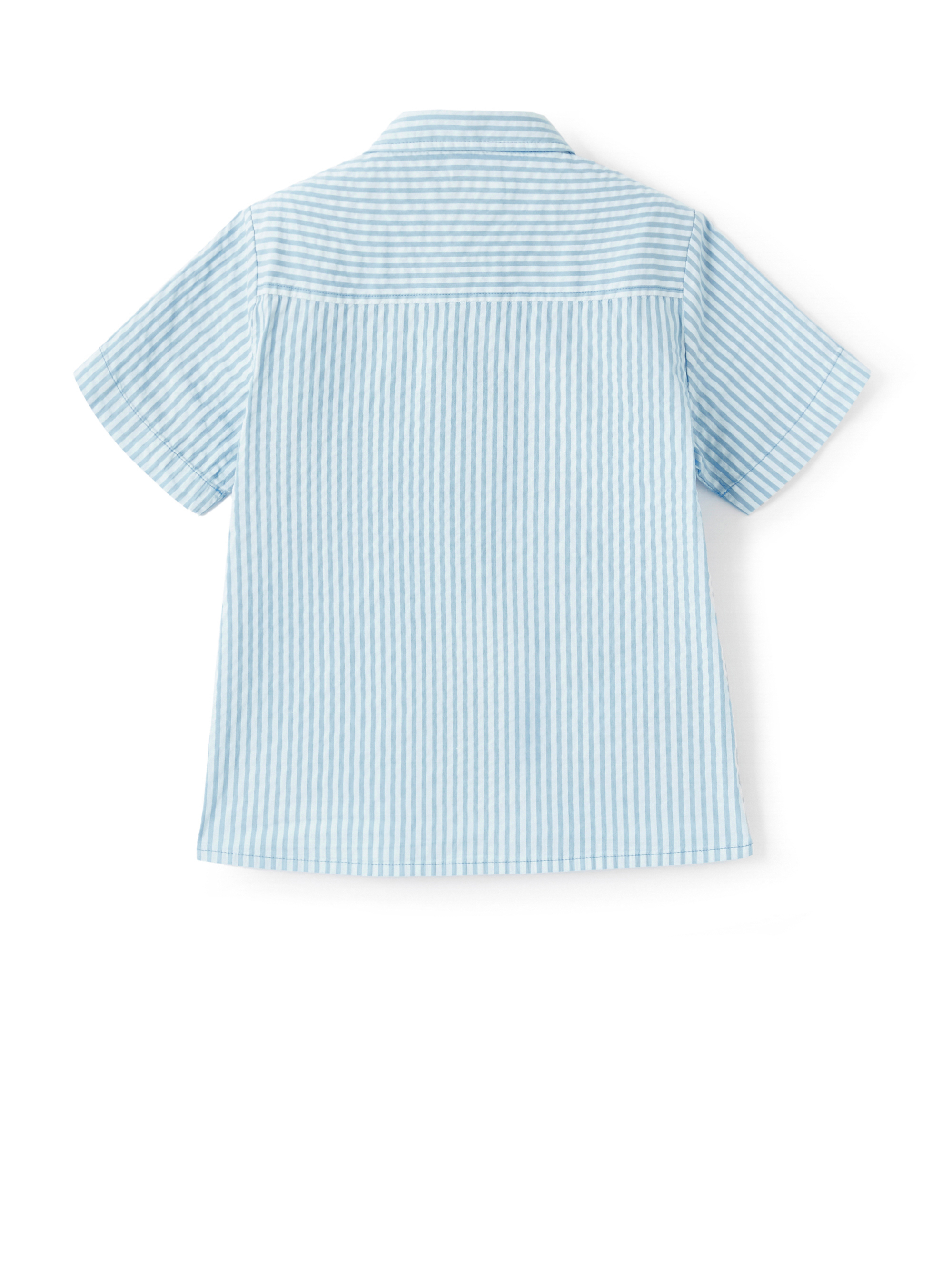 Technical effect seersucker shirt - Blue | Il Gufo