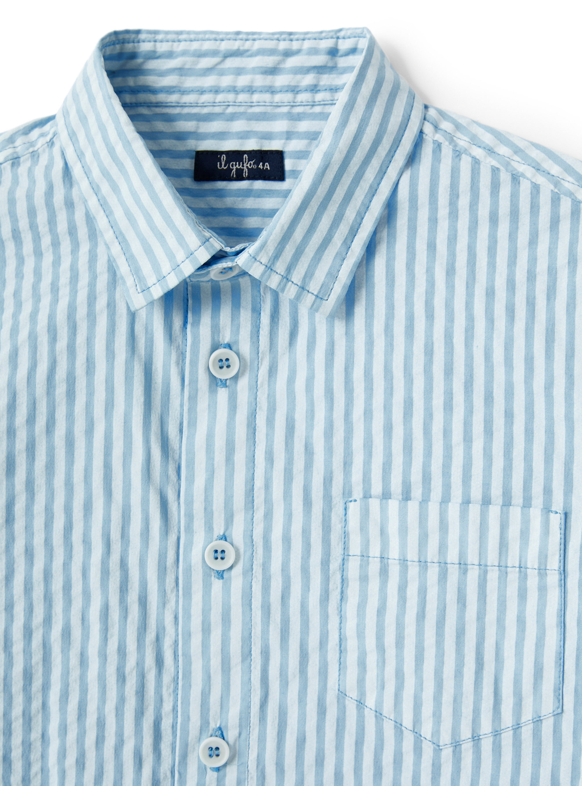 Technical effect seersucker shirt - Blue | Il Gufo