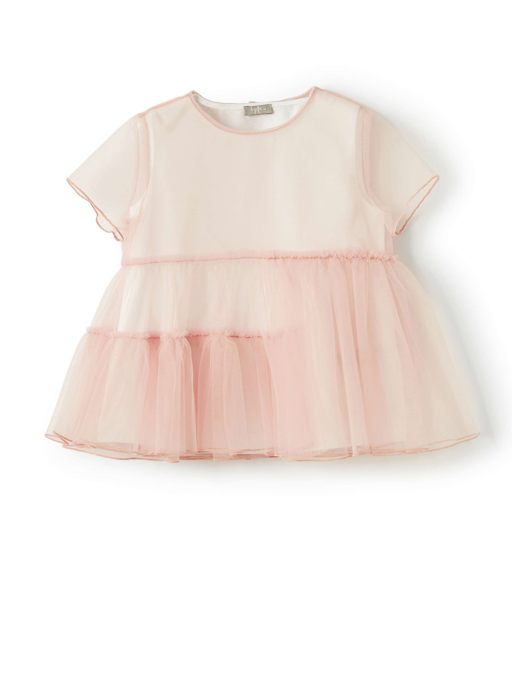 Pink tulle top with flounces - T-shirts - Il Gufo