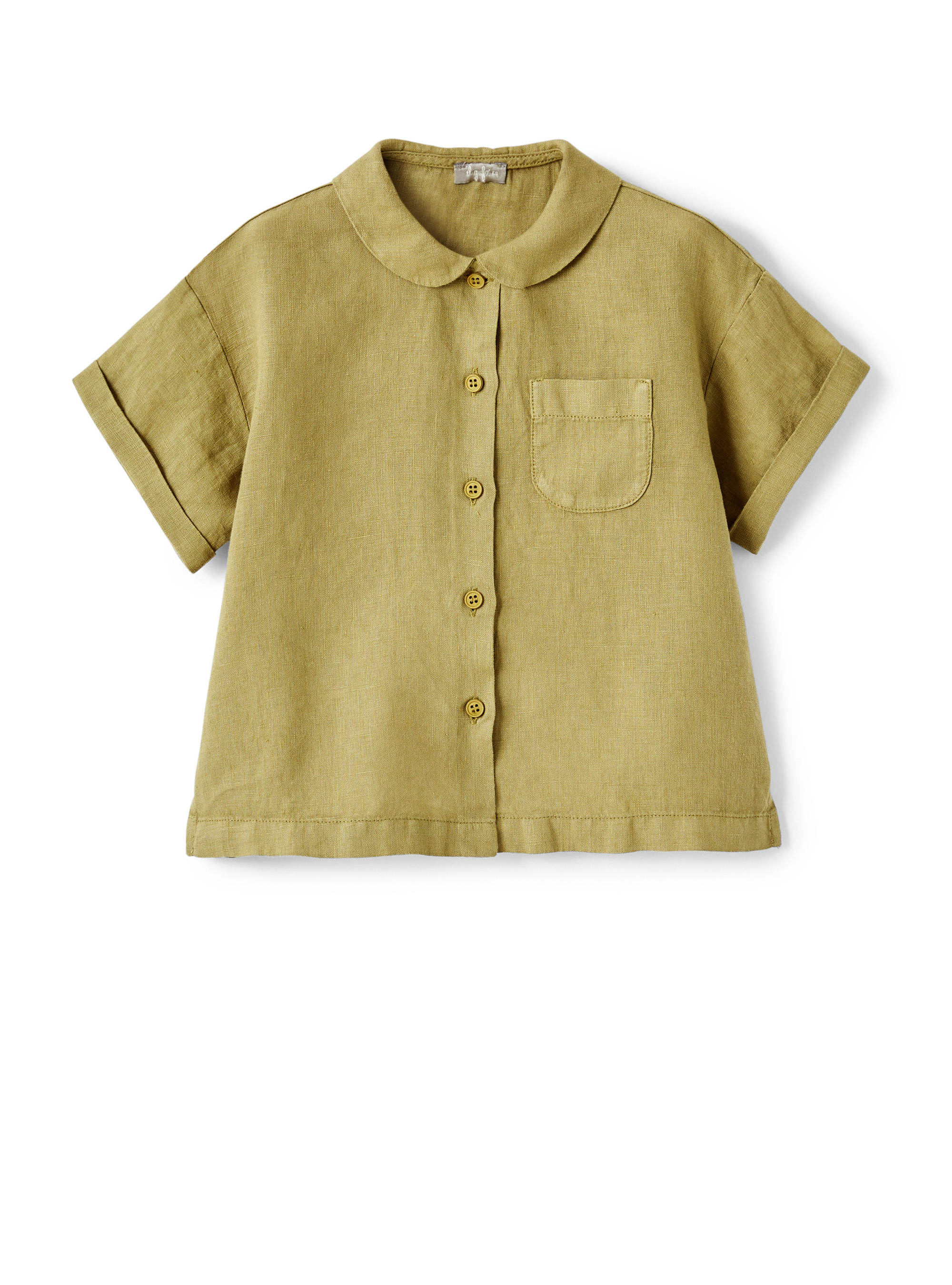 Khaki linen shirt with breast pocket - Shirts - Il Gufo