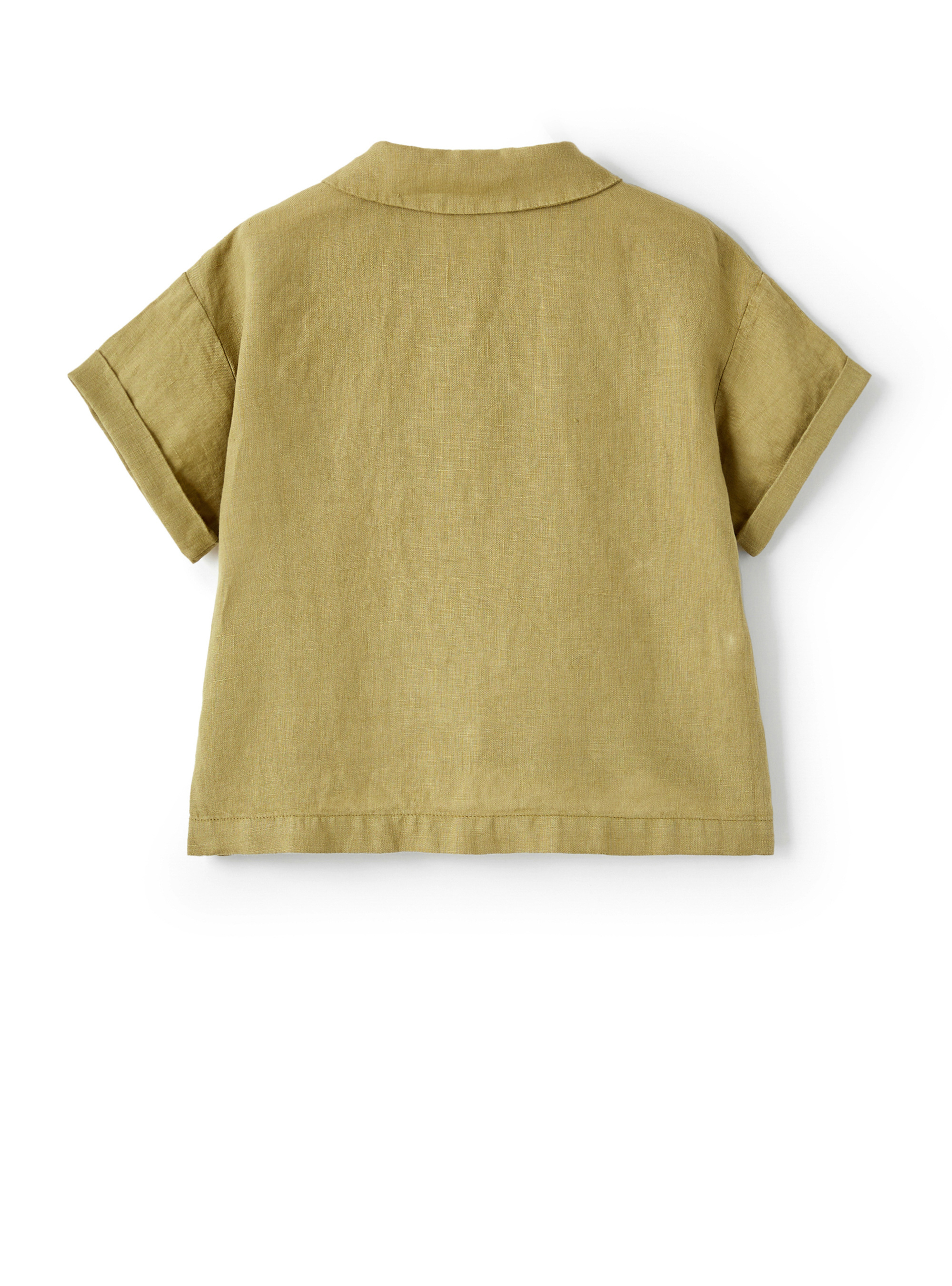 Khaki linen shirt with breast pocket - Green | Il Gufo