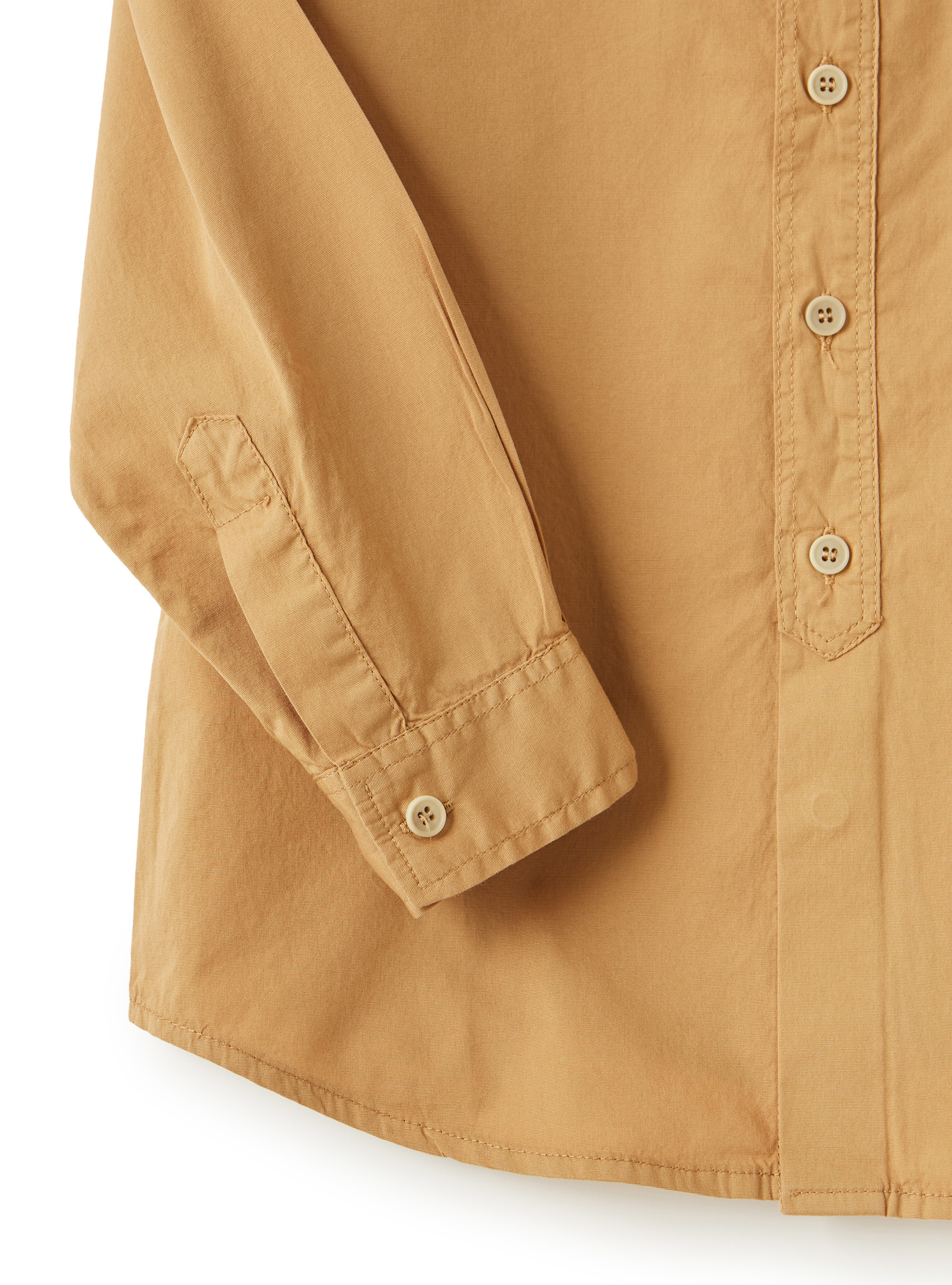 Cotton poplin beige Korean shirt - Brown | Il Gufo
