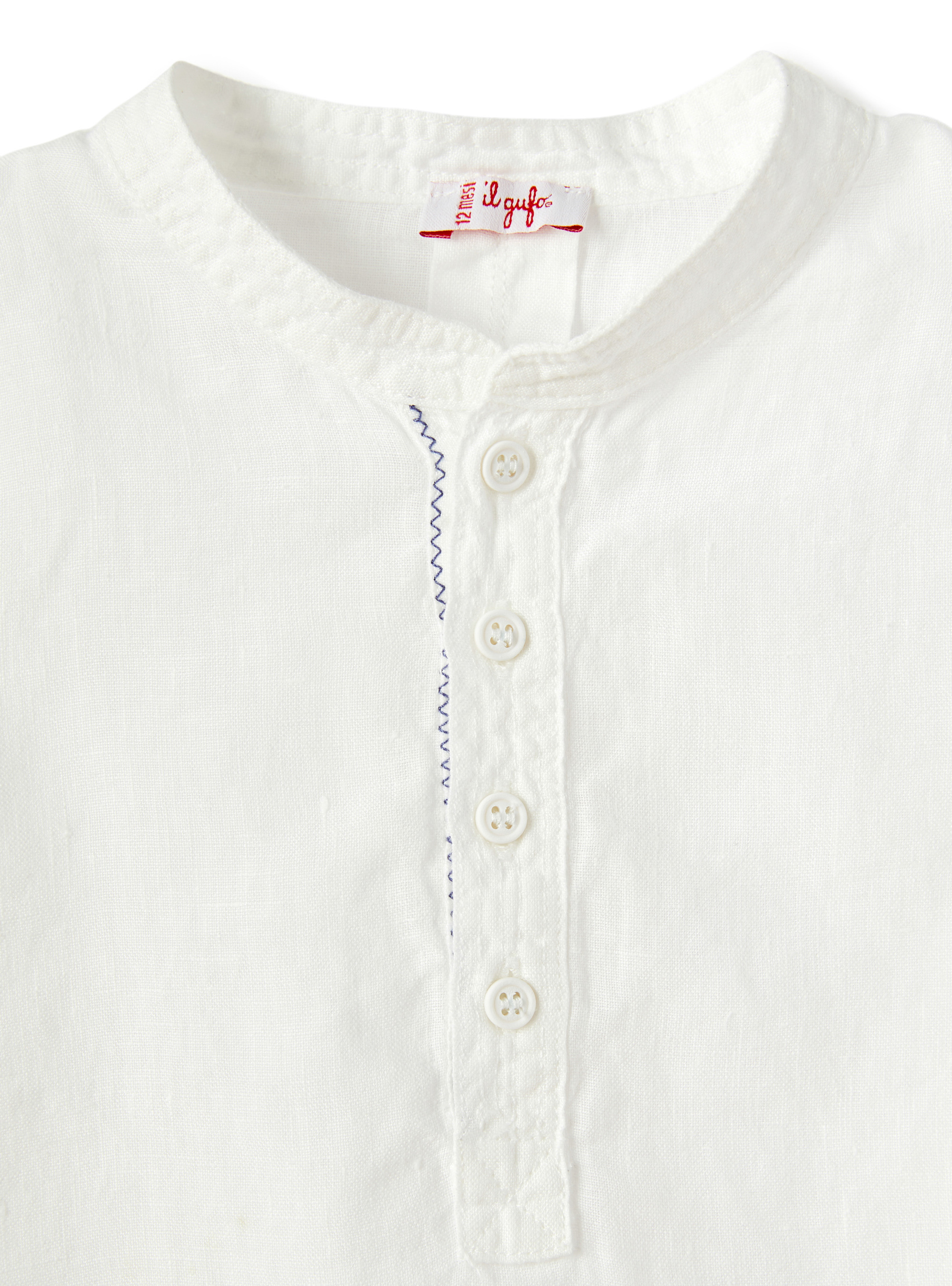 Guru-Hemd aus 100% weißem Leinen - Weiss | Il Gufo