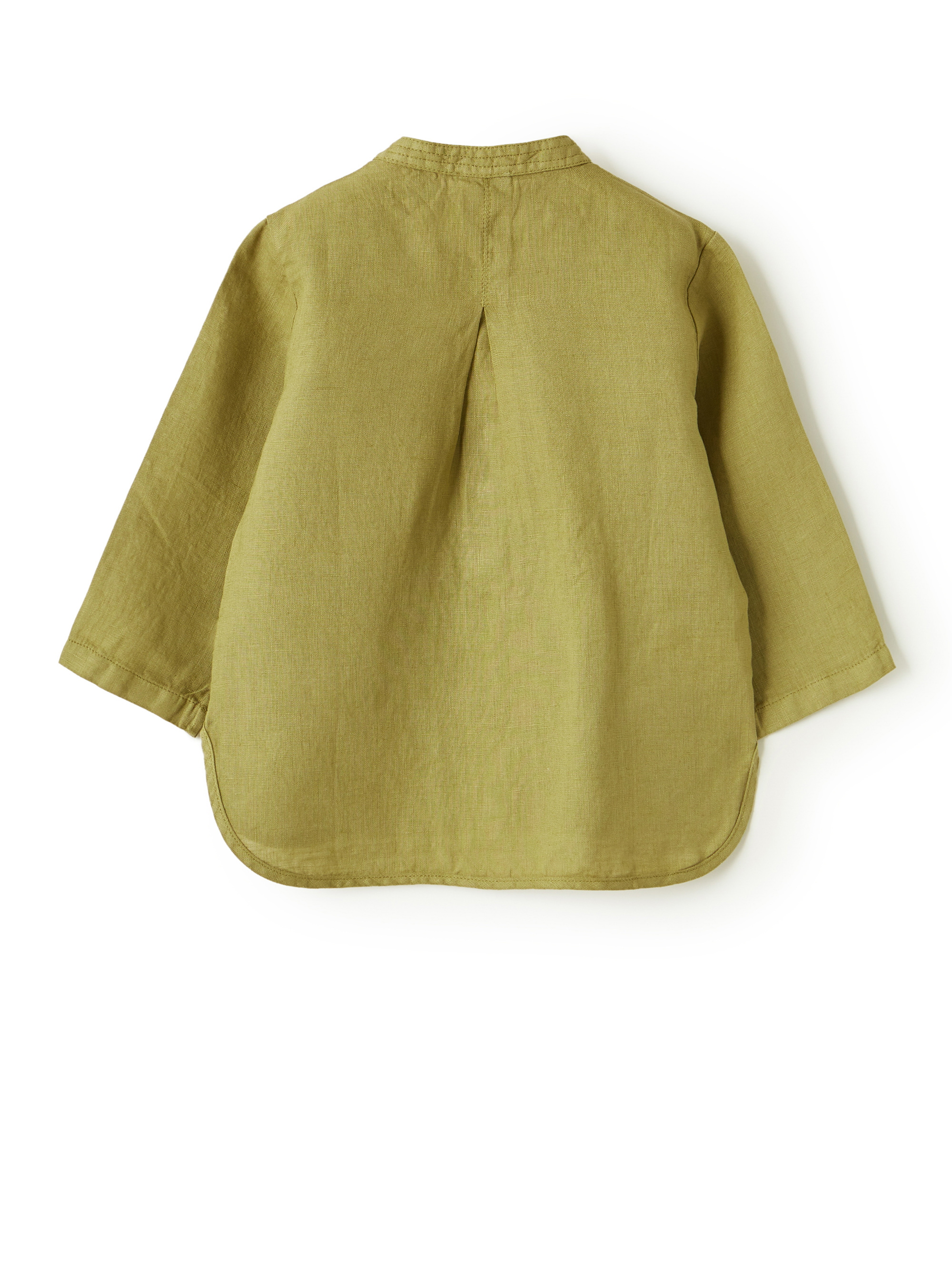 Guru-Hemd aus 100% kakifarbenem Leinen - Grün | Il Gufo