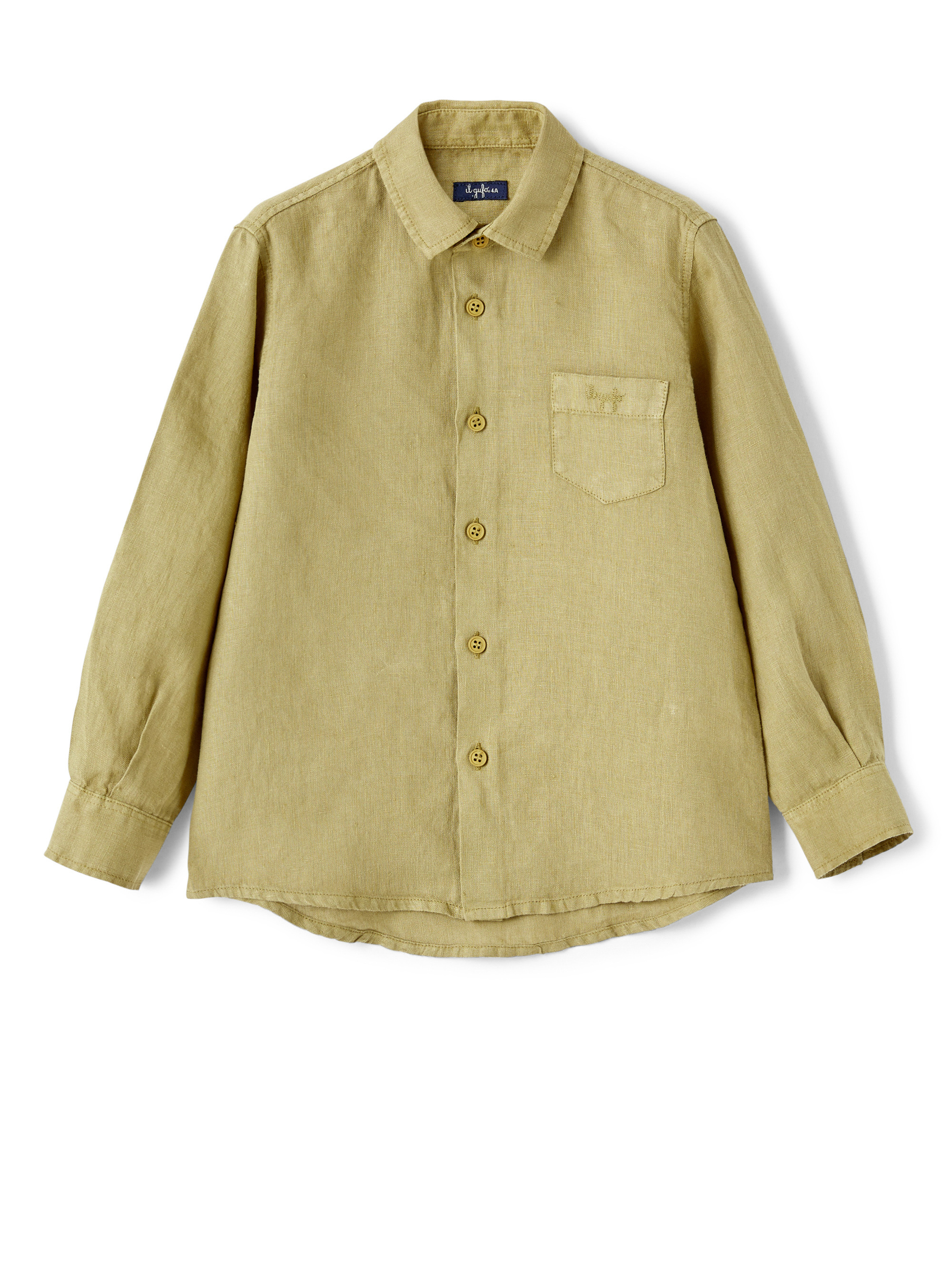 Camicia regular fit in lino cachi - Verde | Il Gufo
