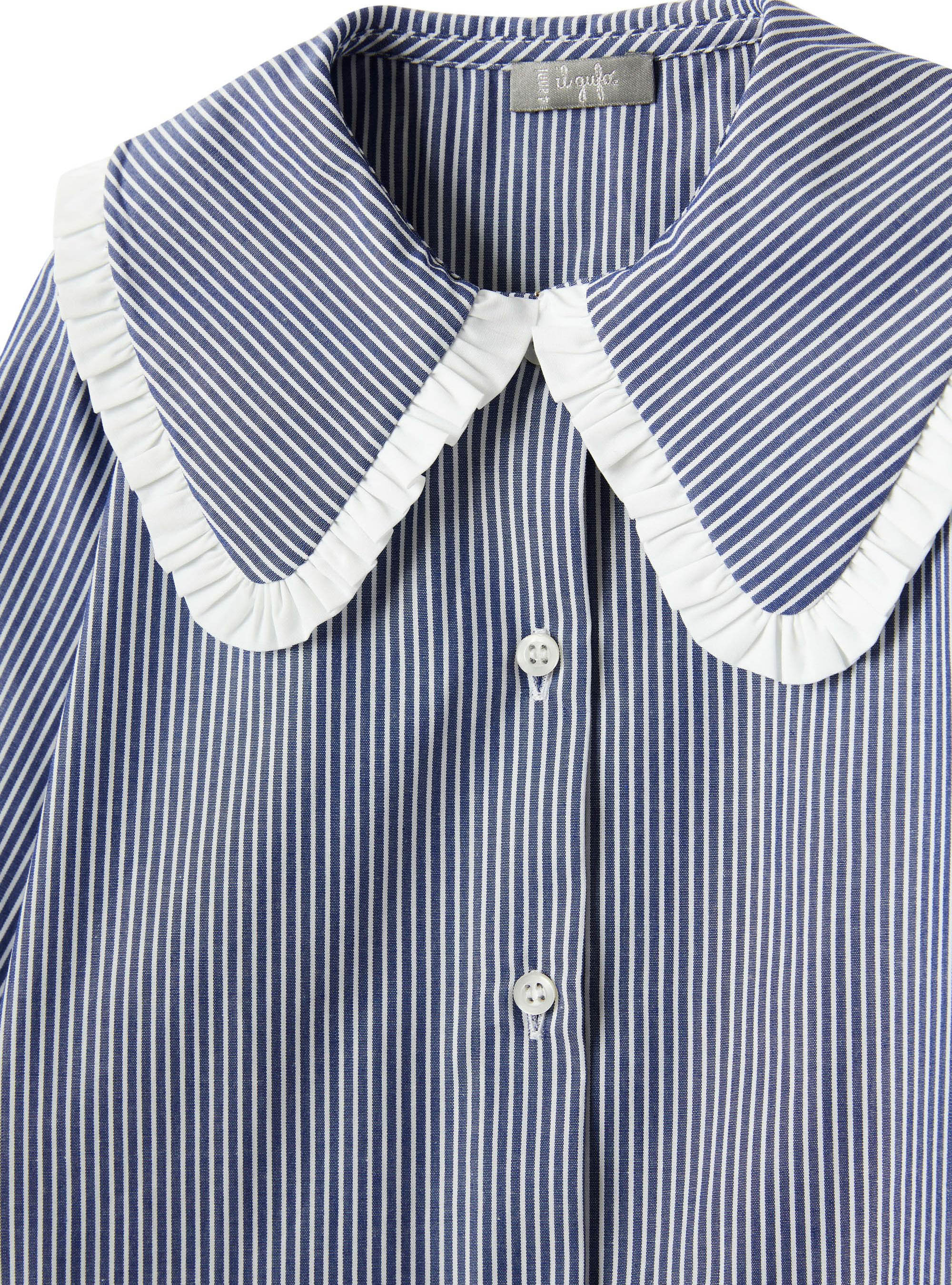 Striped shirt with maxi collar - Blue | Il Gufo