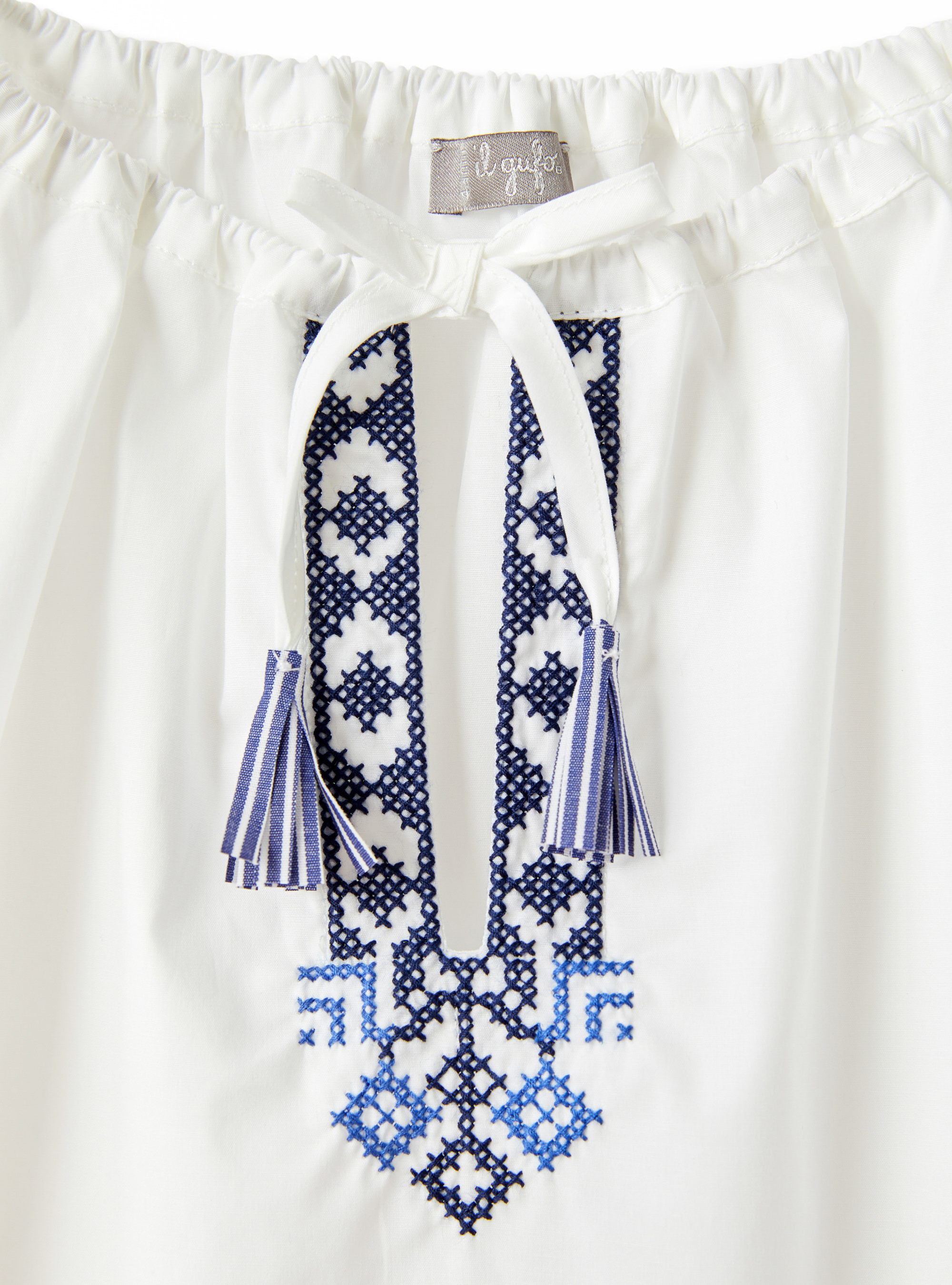 Chemise à broderie folklorique - Blanc | Il Gufo