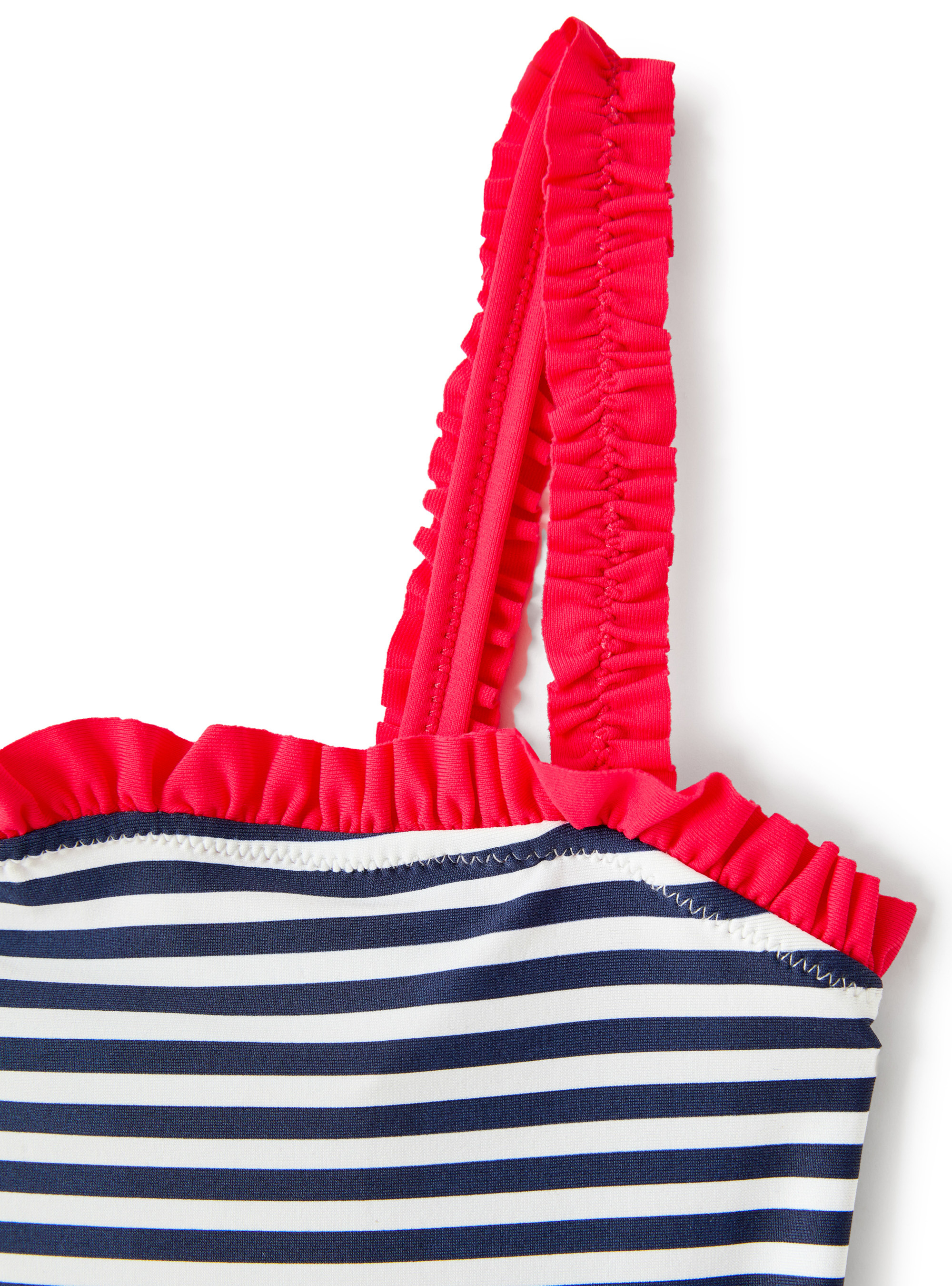 Striped one-piece swimsuit with ruffles - White | Il Gufo