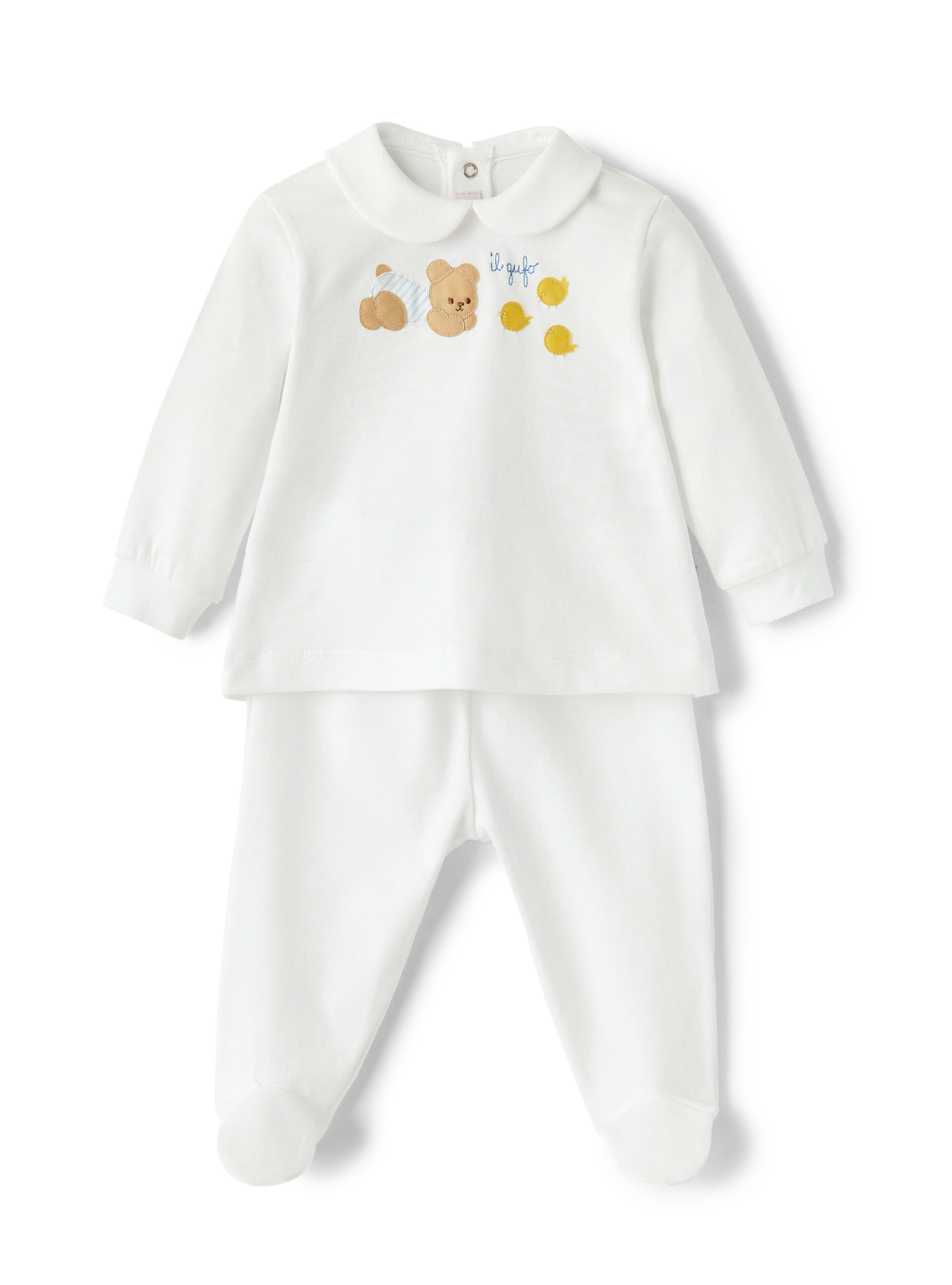 Two-piece suit with teddy bear - White | Il Gufo