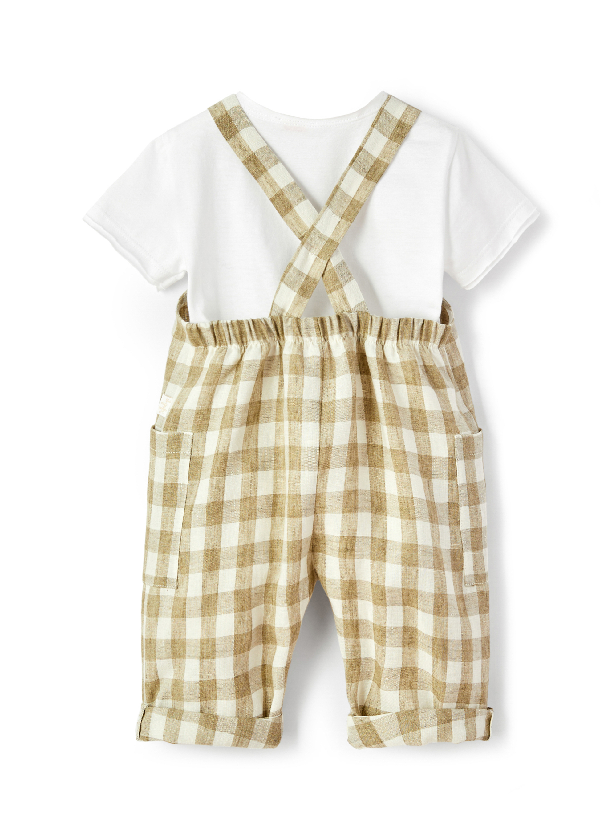 Suit with linen dungarees - Green | Il Gufo