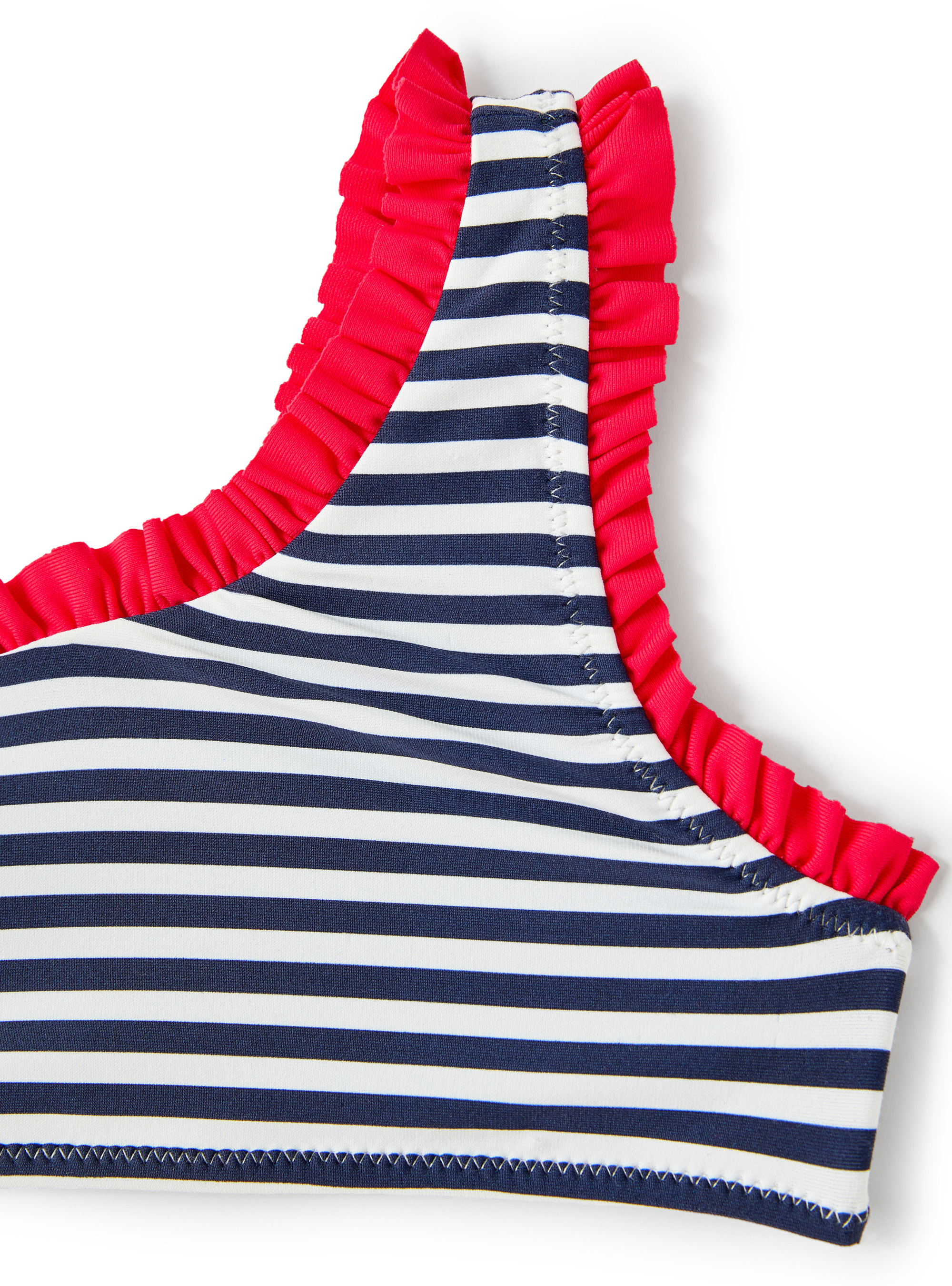 Striped bikini with ruffles - White | Il Gufo