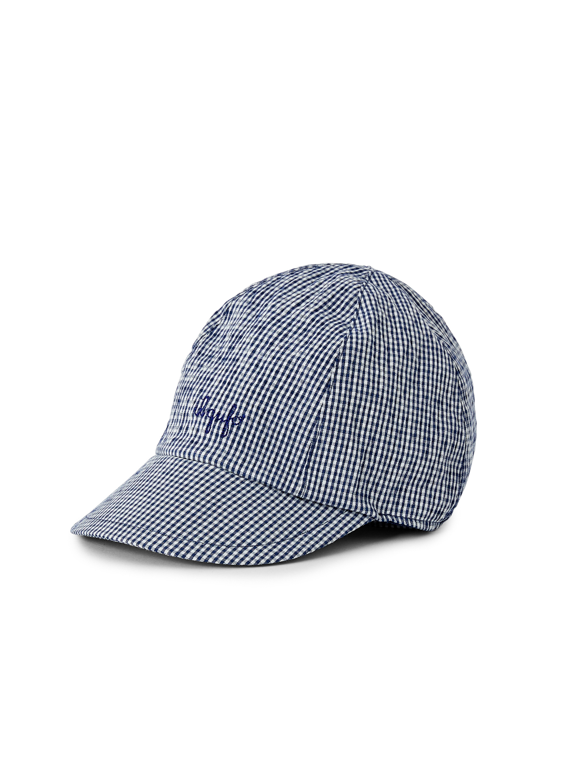 Mütze Mikro-Vichy mit Visier - Blau | Il Gufo