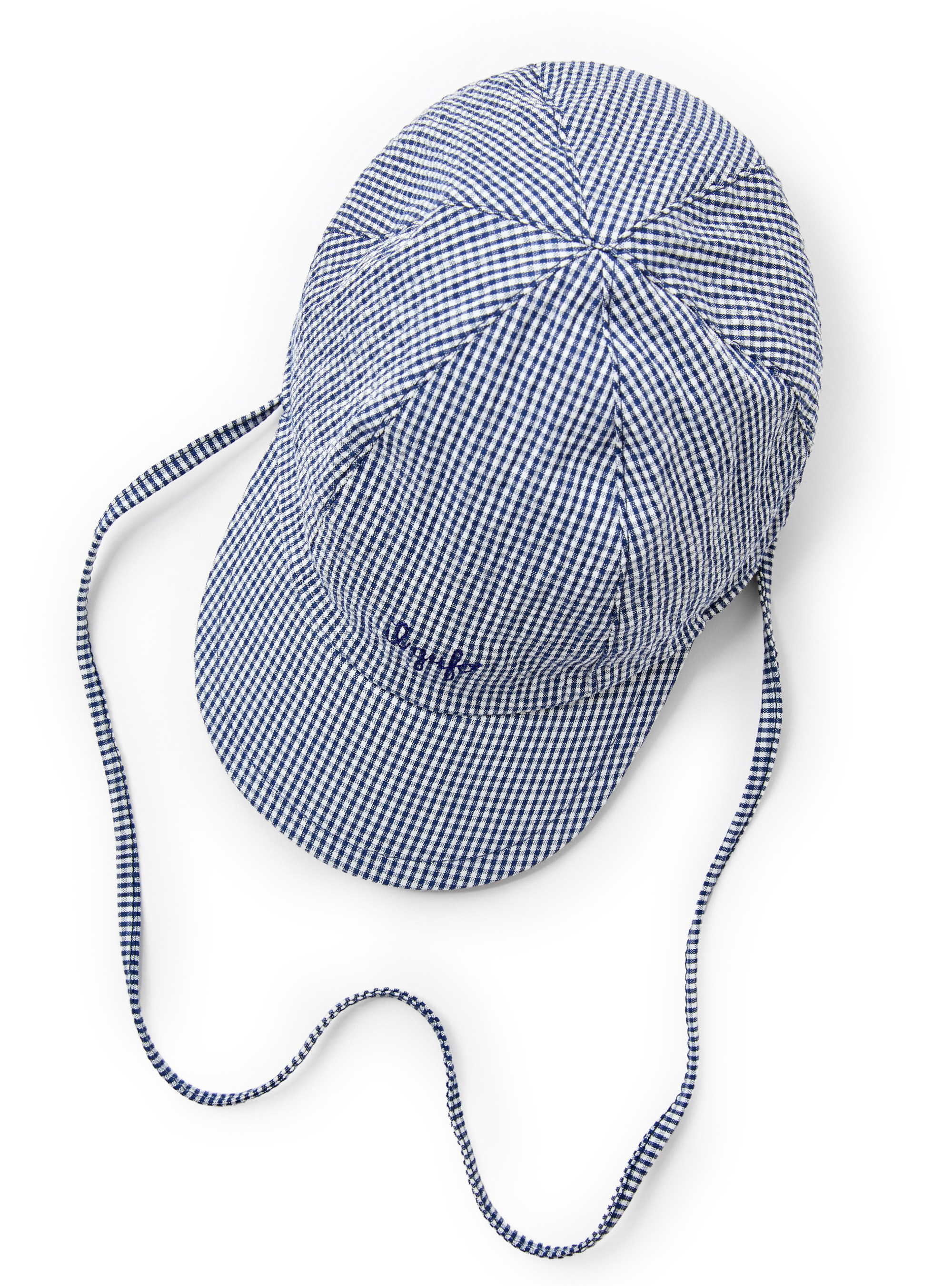 Mütze Mikro-Vichy mit Visier - Blau | Il Gufo