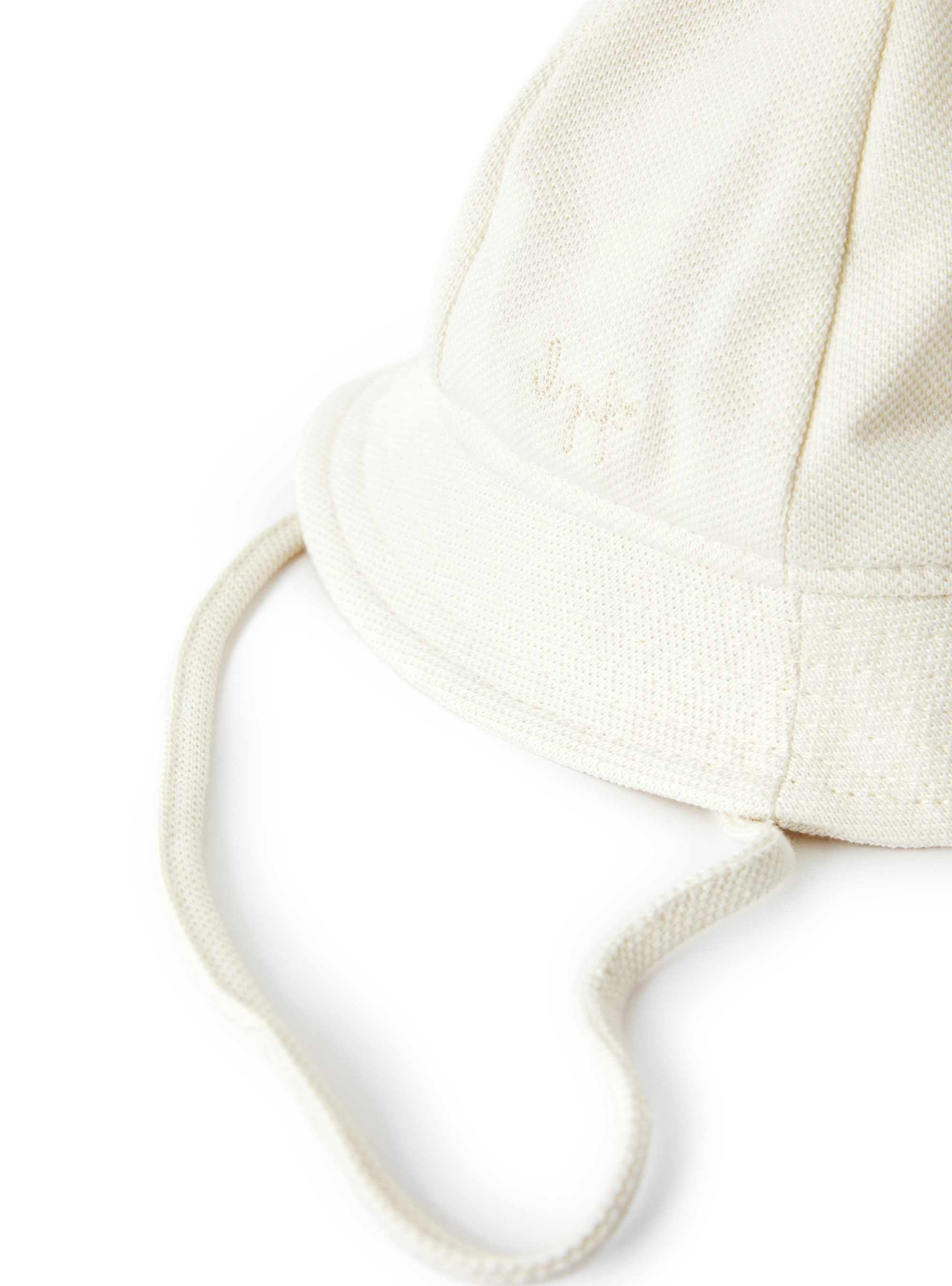 Piquet cotton newborn baby hat - Beige | Il Gufo
