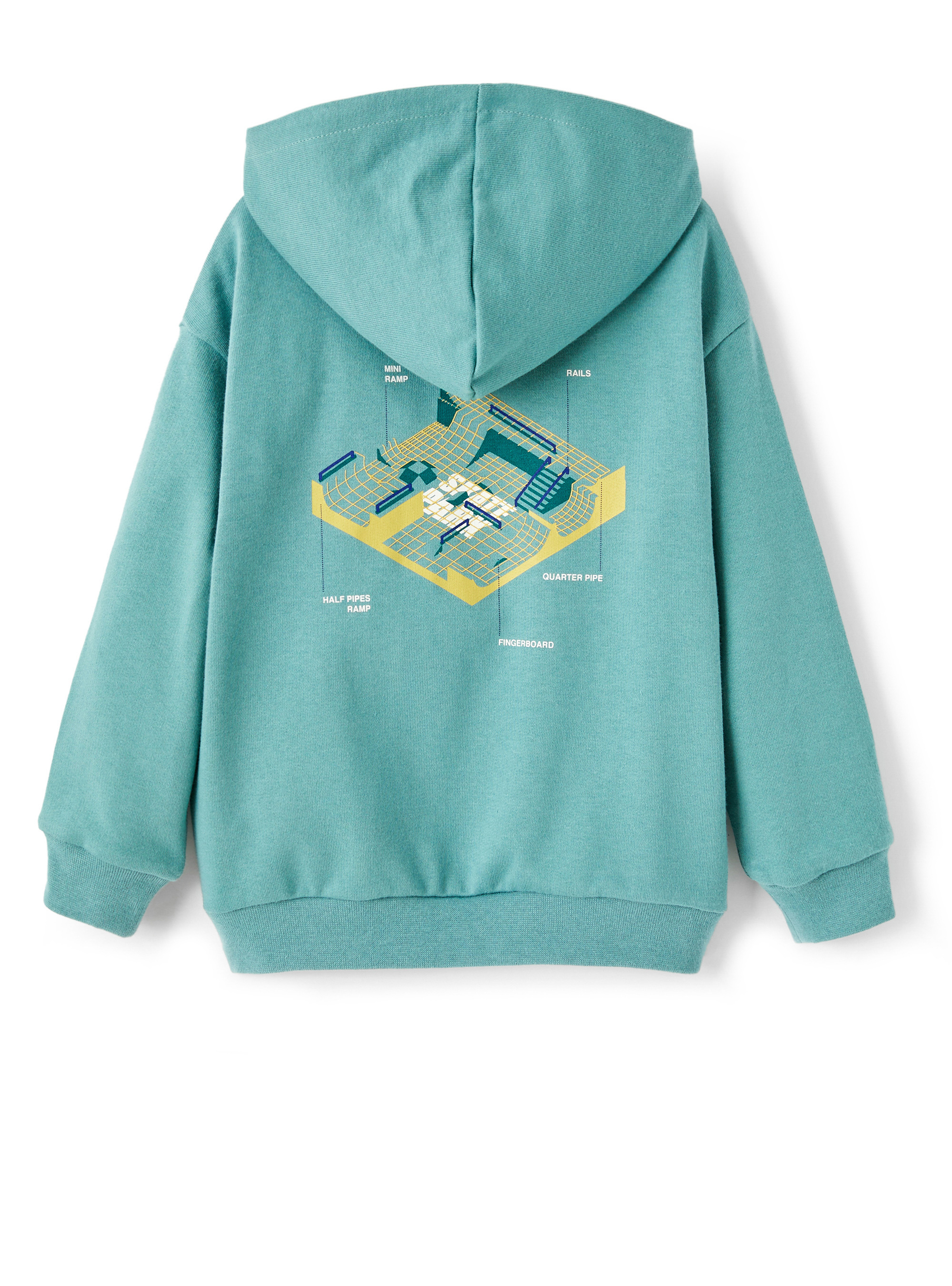 Sweatshirt mit Kapuze und Skateraufdruck - Grün | Il Gufo