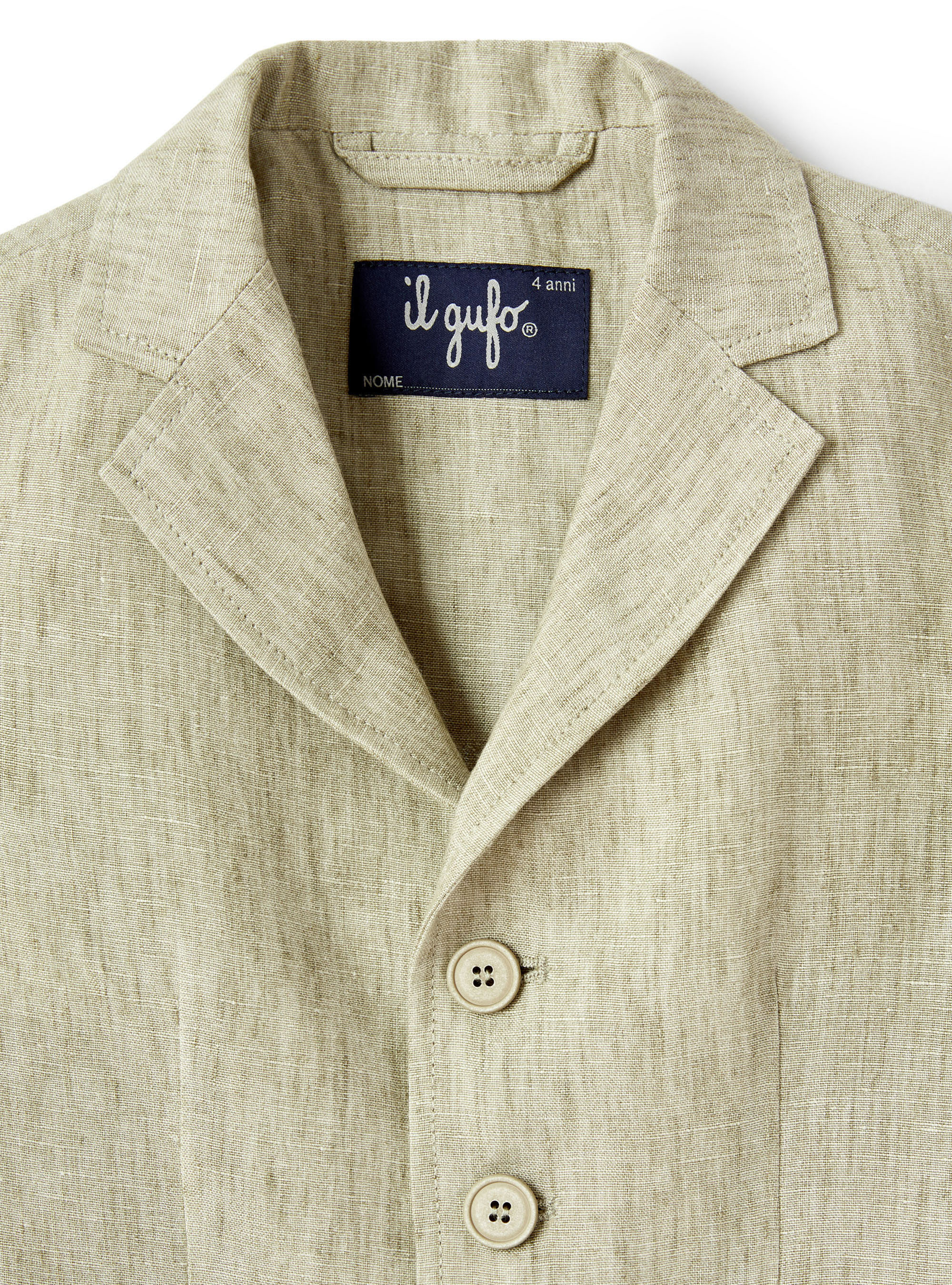 Khaki 100% linen jacket - Green | Il Gufo