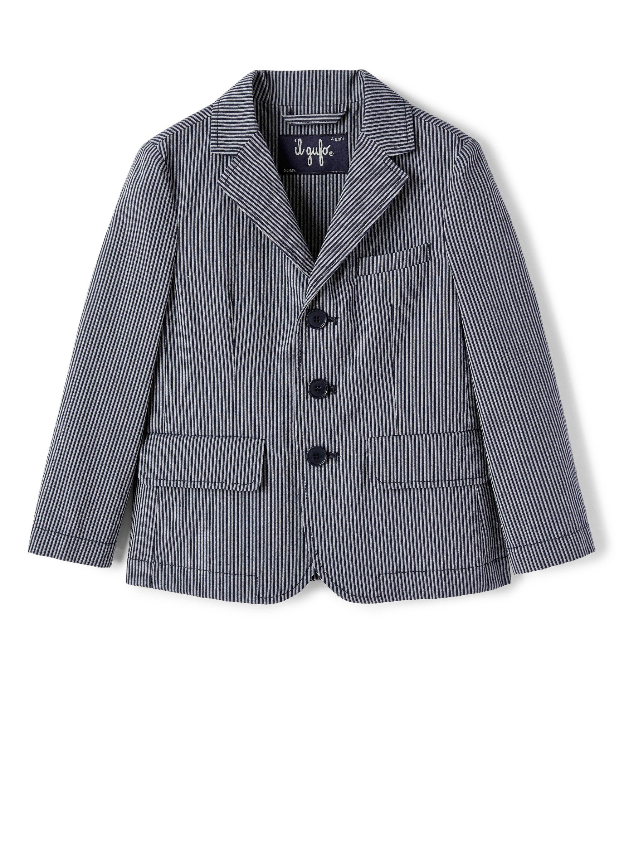 Striped seersucker blazer - Blue | Il Gufo