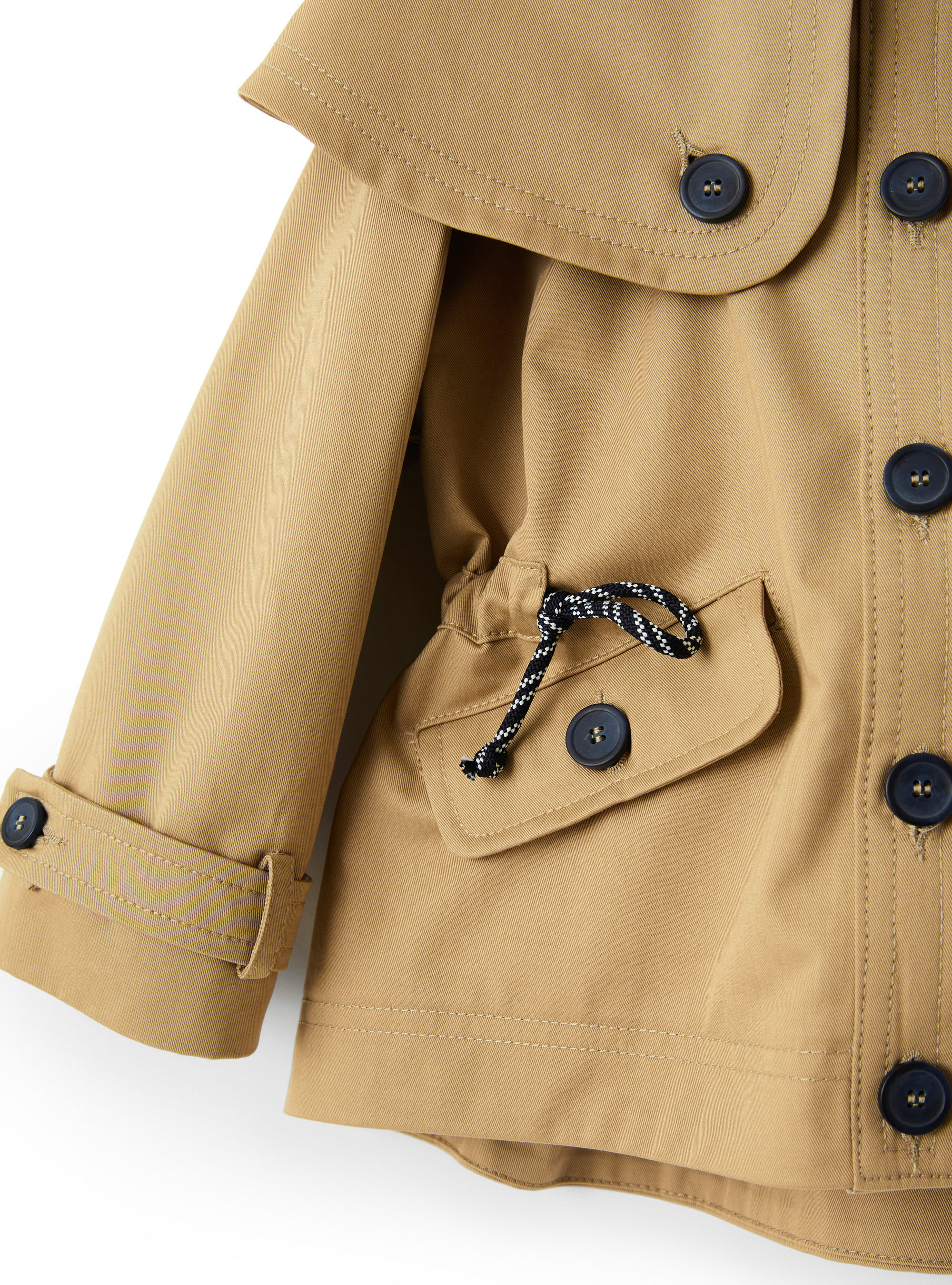 Beige cotton trench coat with drawstring - Brown | Il Gufo