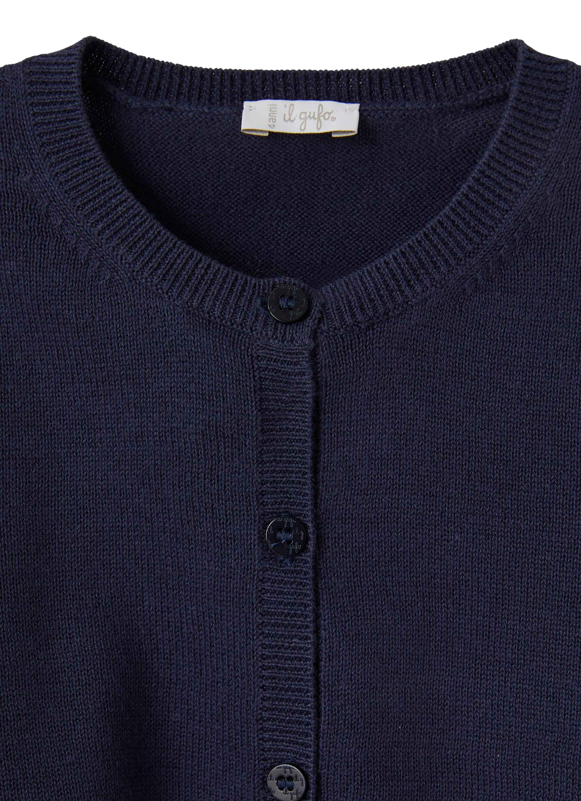 Navy blue organic cotton cardigan - Blue | Il Gufo