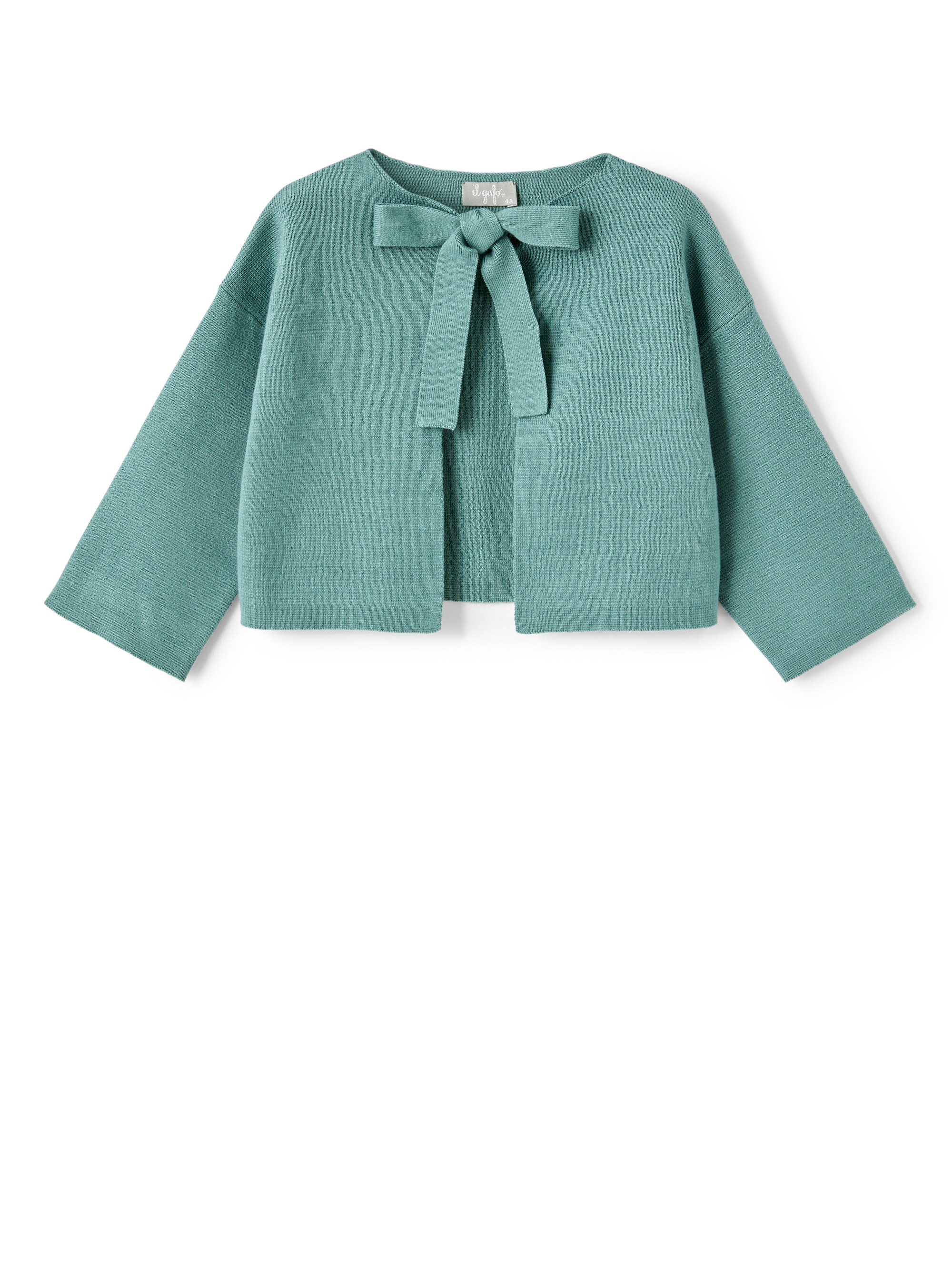 Boxy green organic cotton cardigan - Sweaters - Il Gufo