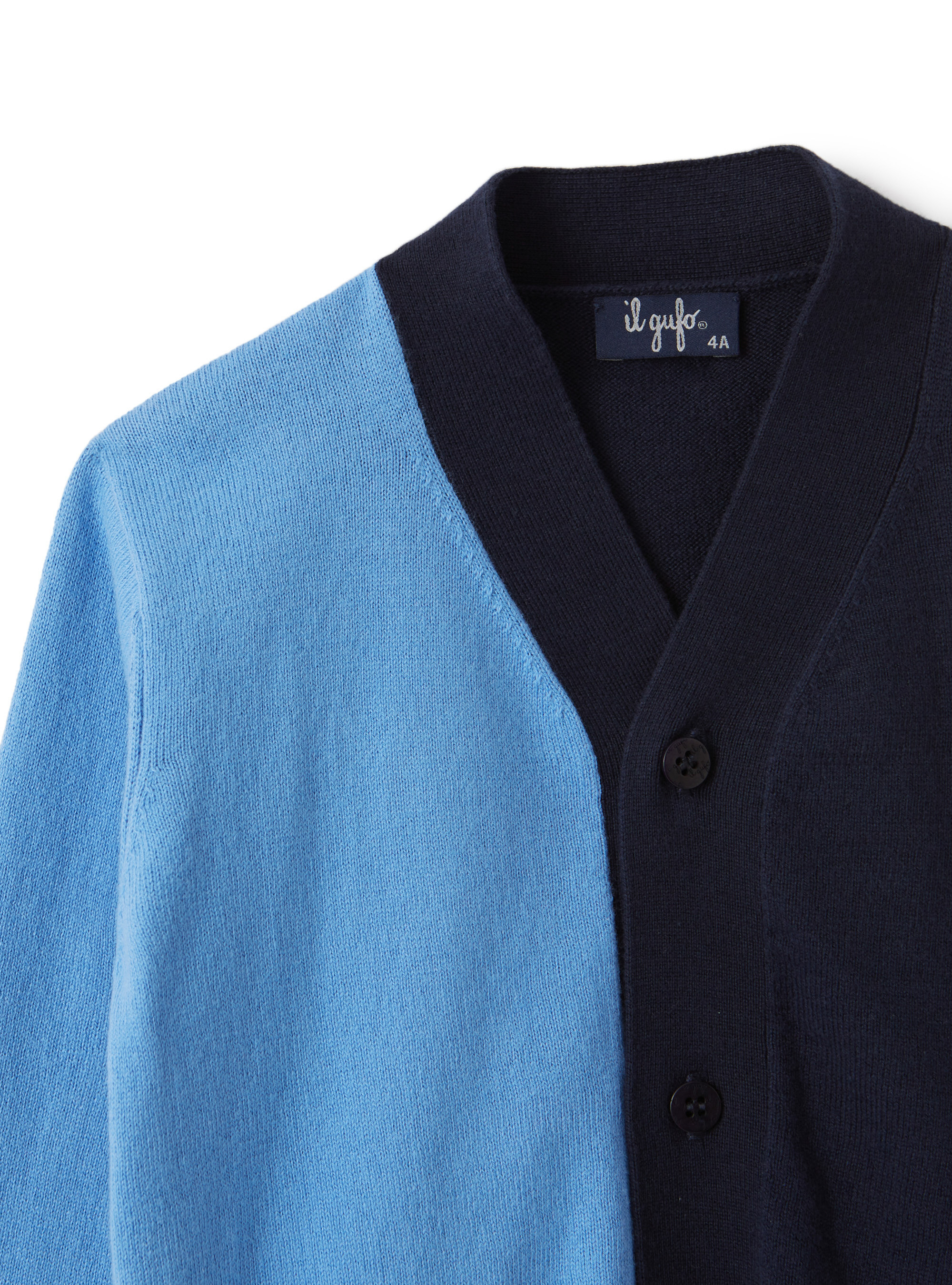 Organic cotton colour-block cardigan - Blue | Il Gufo