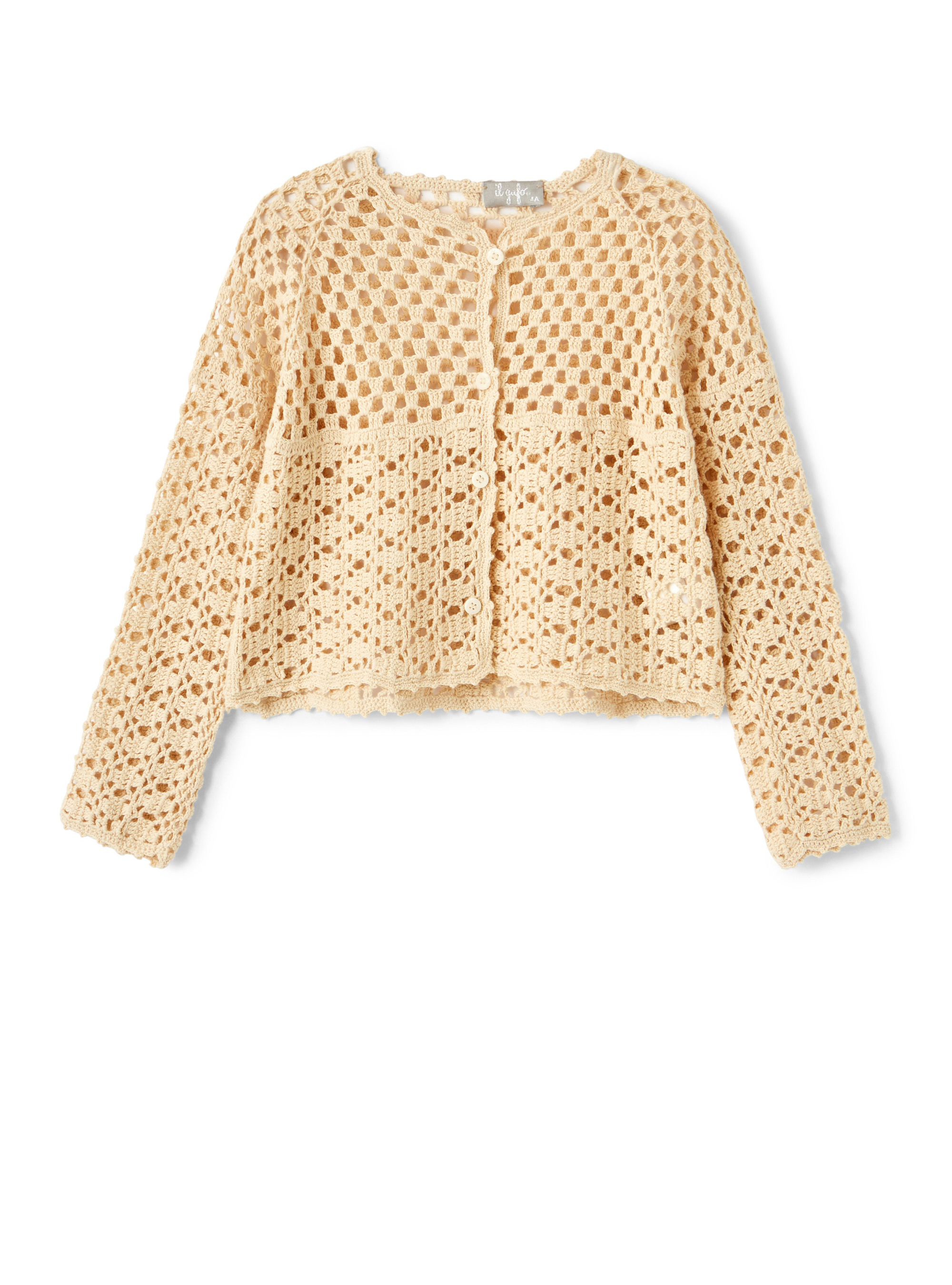Cardigan crochet in cotone organico - Maglie - Il Gufo