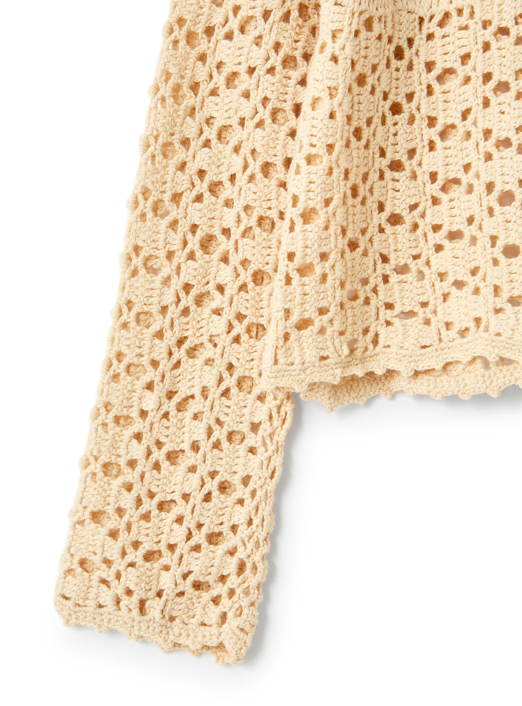 Organic cotton crochet cardigan - Beige | Il Gufo