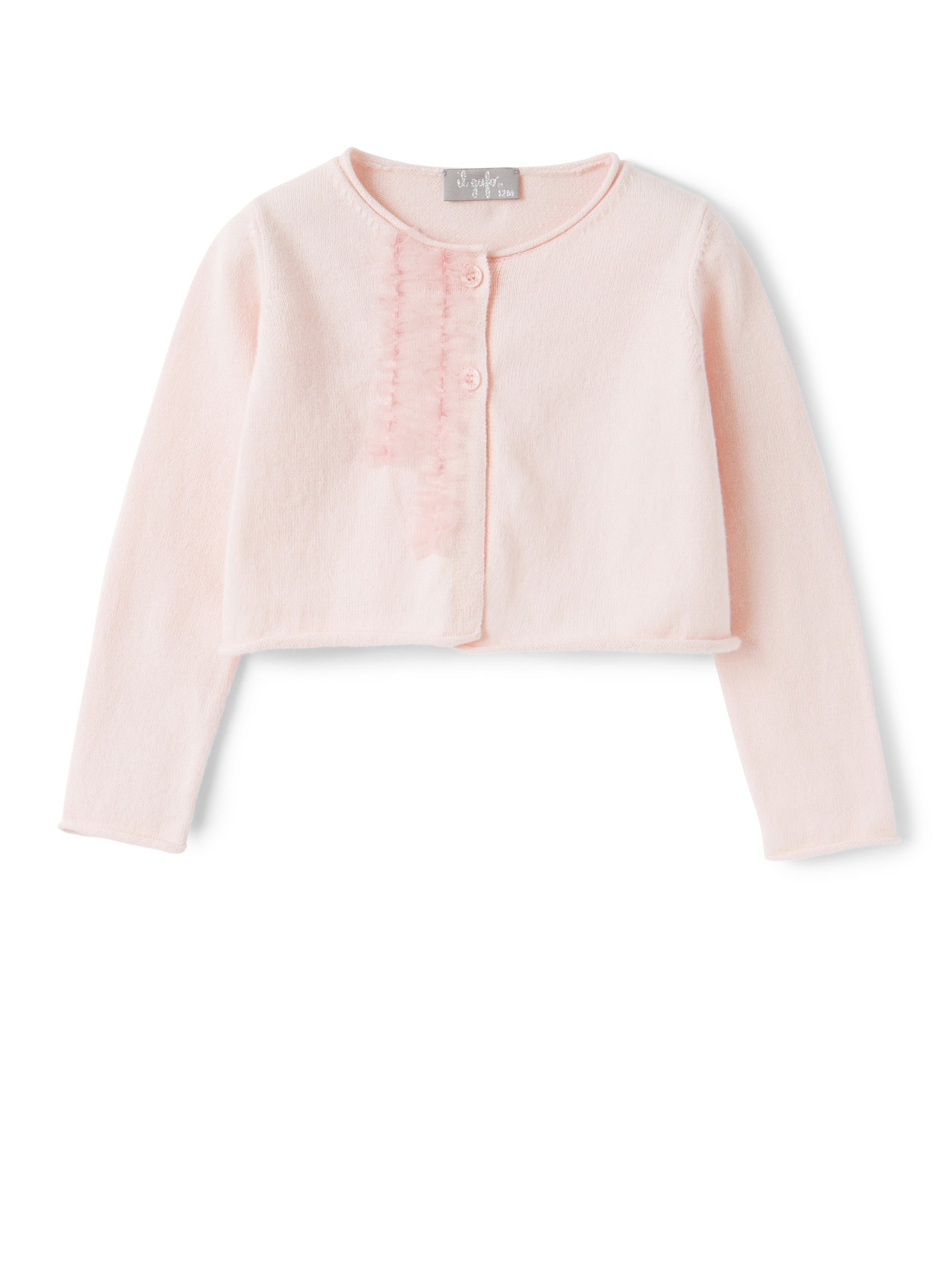 Organic cotton cardigan with ruffles - Pink | Il Gufo