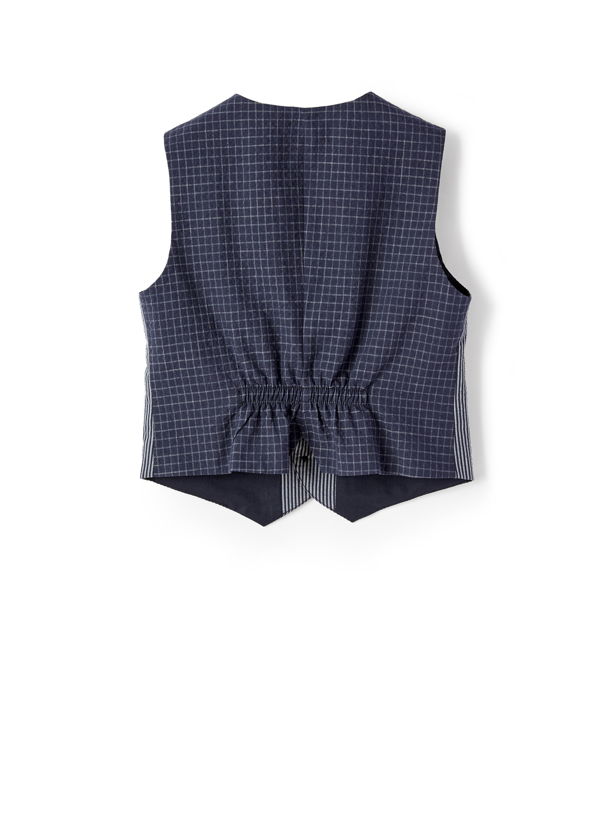 Seersucker cotton blue vest - Blue | Il Gufo