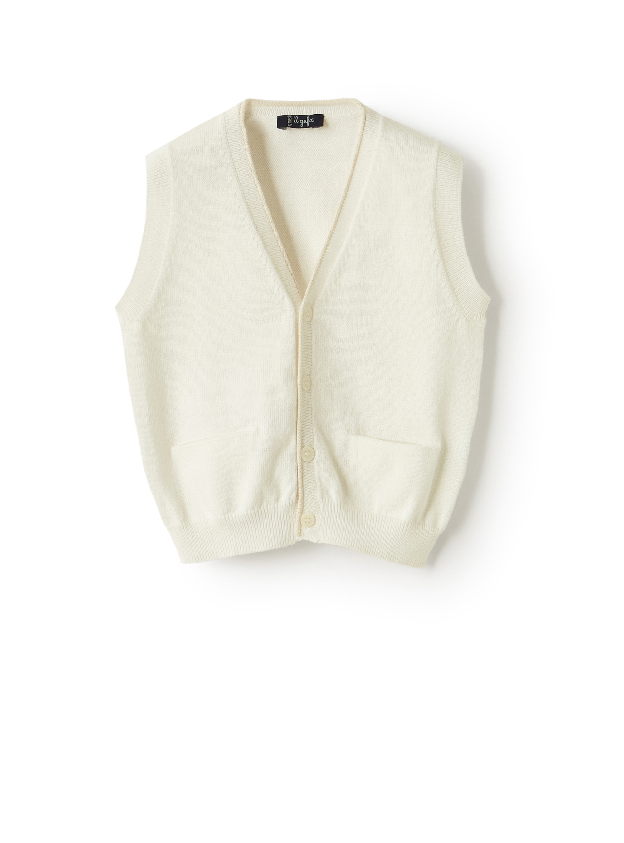 Knit vest with contrasting profiles - White | Il Gufo