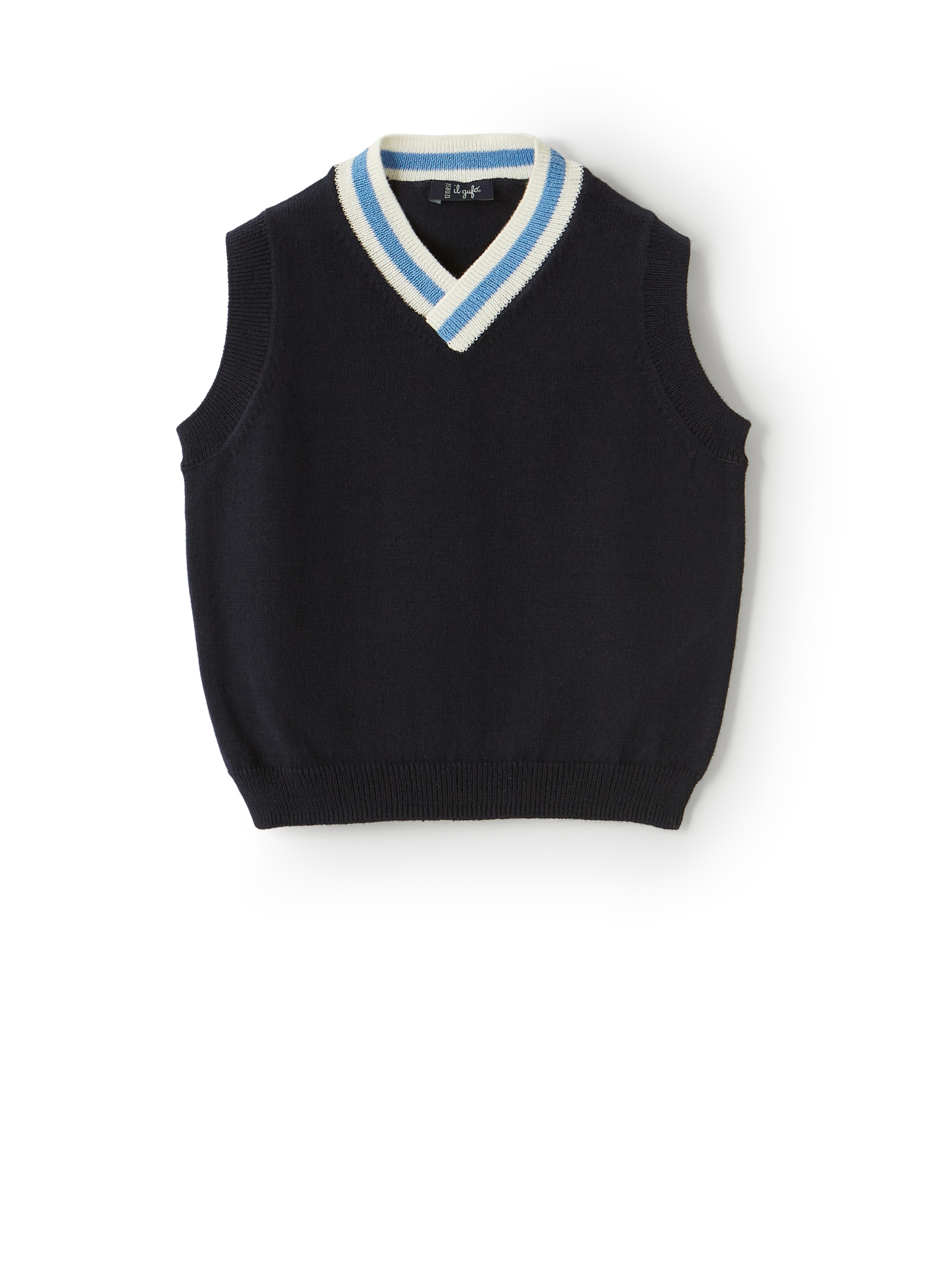 Blue vest with contrasting collar - Sweaters - Il Gufo
