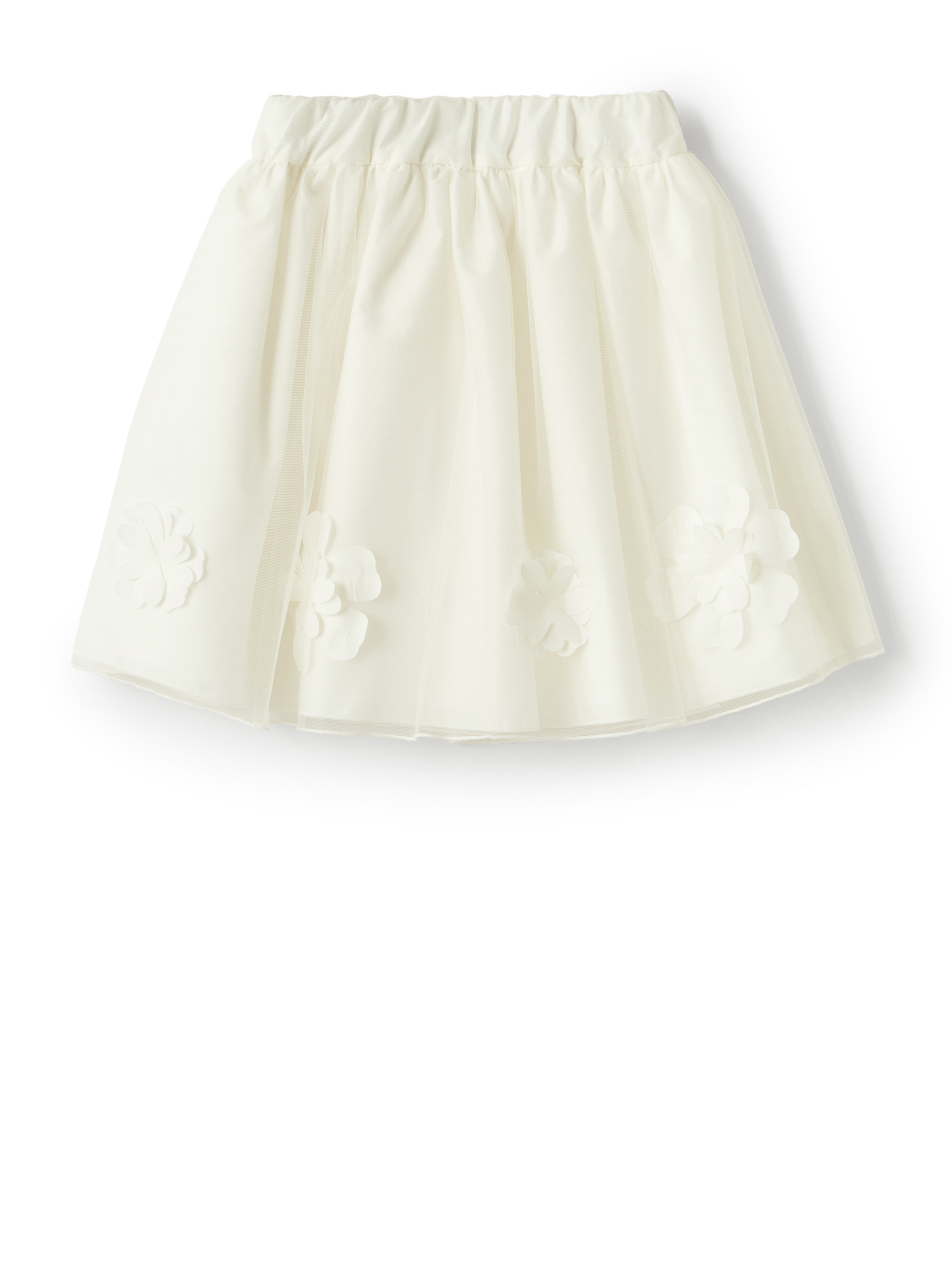 White tulle skirt with flowers - White | Il Gufo