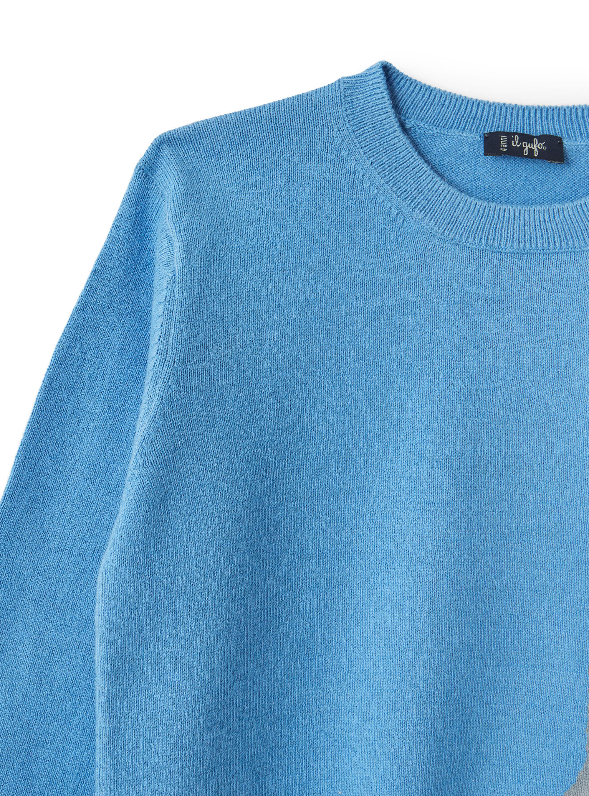 Organic cotton light blue sweater - Blue | Il Gufo