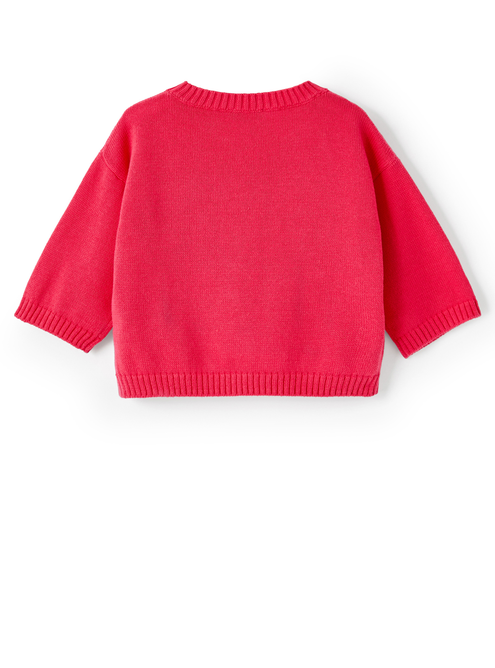 Red sweater with floral pattern - Fuchsia | Il Gufo